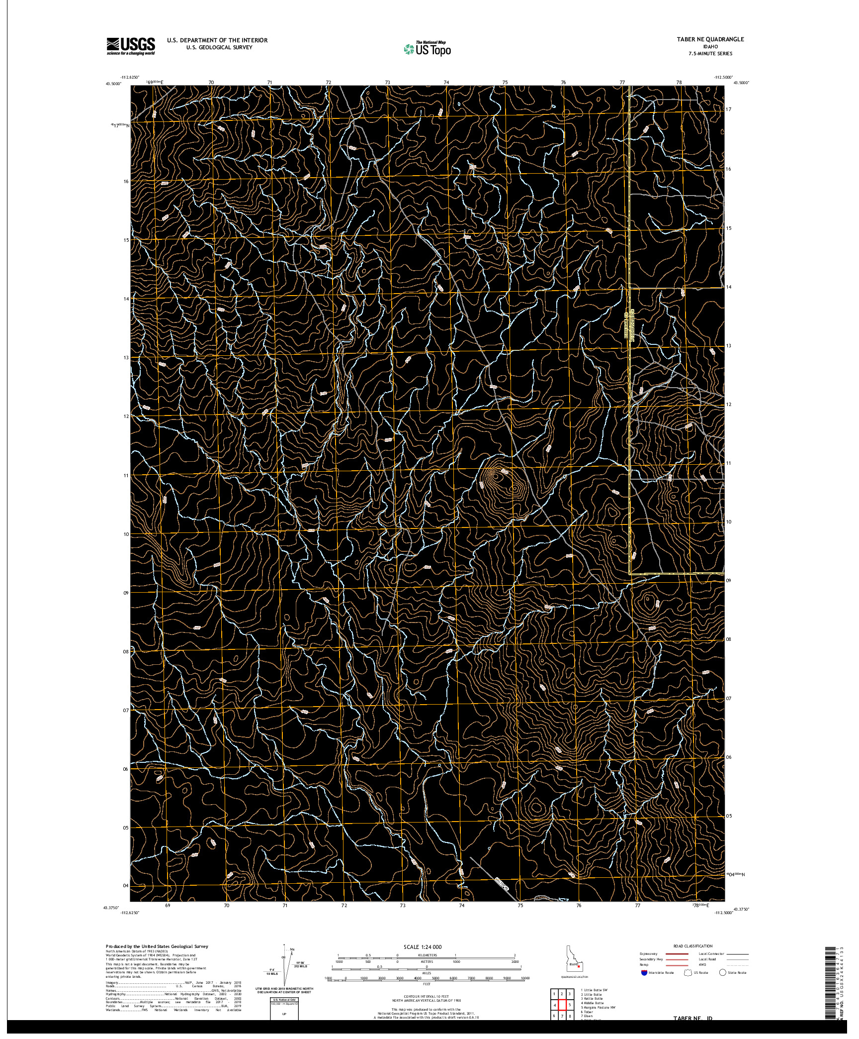 USGS US TOPO 7.5-MINUTE MAP FOR TABER NE, ID 2020