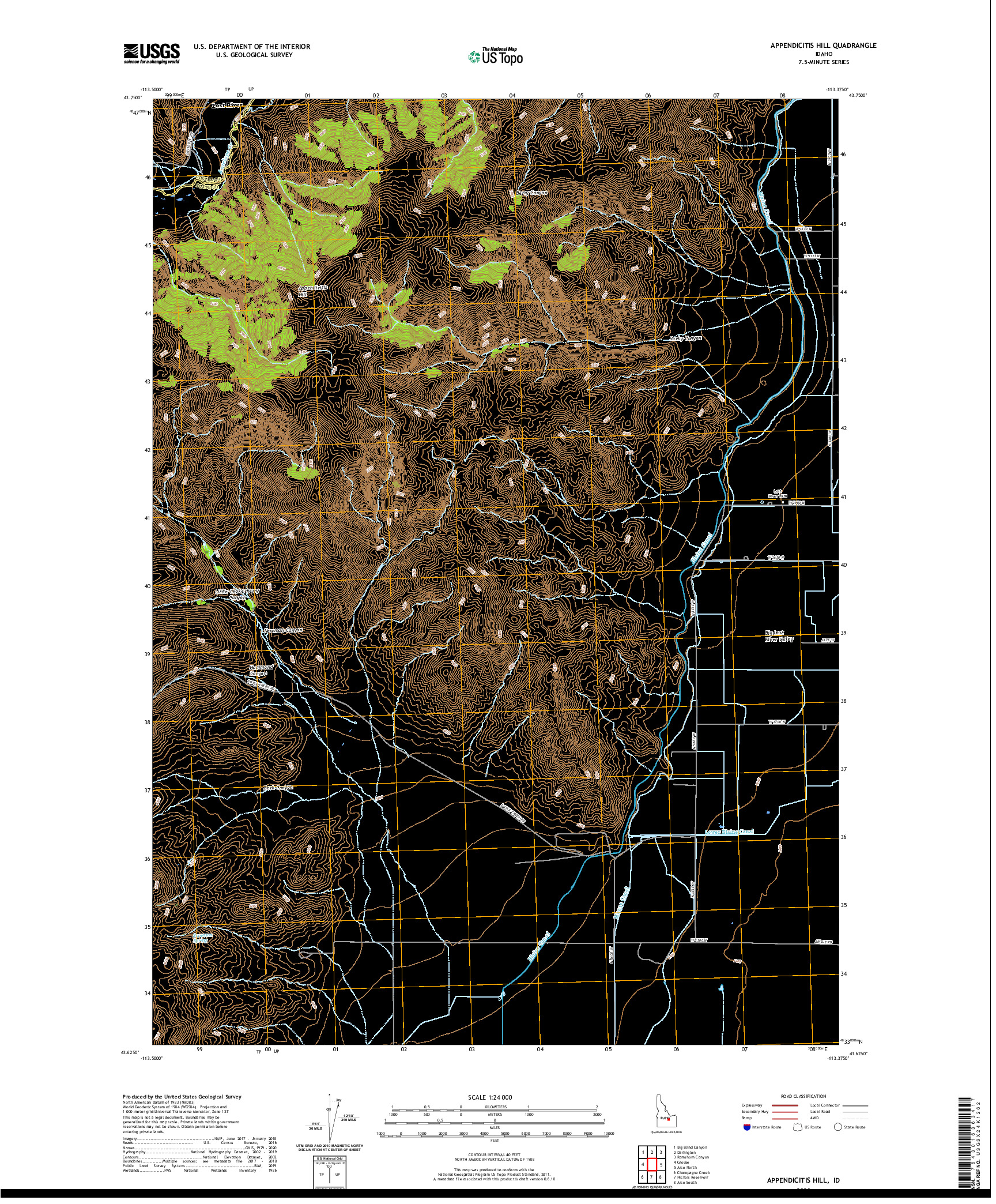 USGS US TOPO 7.5-MINUTE MAP FOR APPENDICITIS HILL, ID 2020
