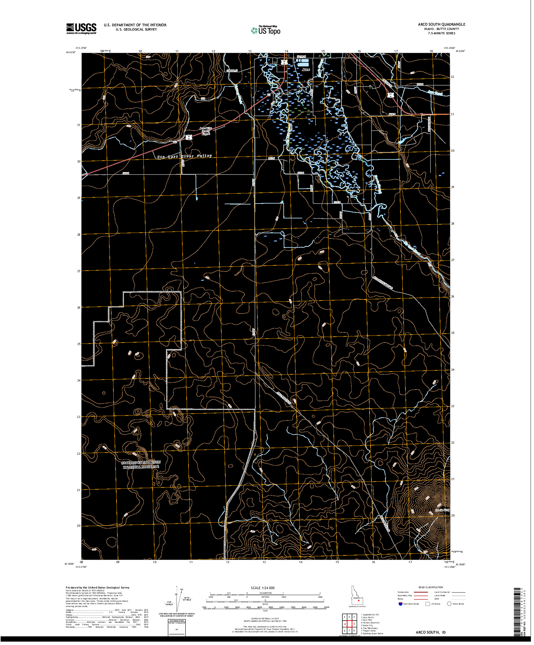 USGS US TOPO 7.5-MINUTE MAP FOR ARCO SOUTH, ID 2020