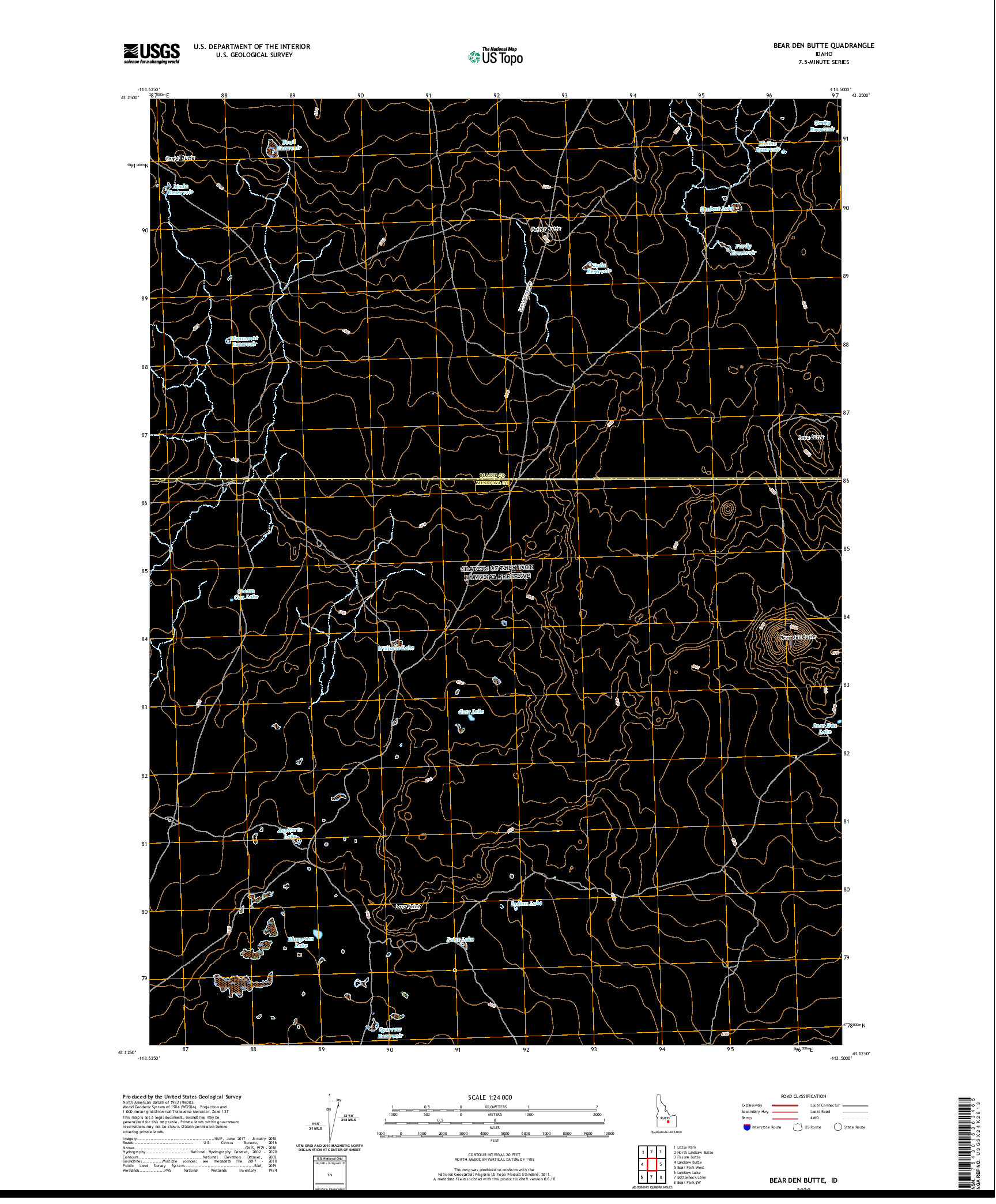 USGS US TOPO 7.5-MINUTE MAP FOR BEAR DEN BUTTE, ID 2020