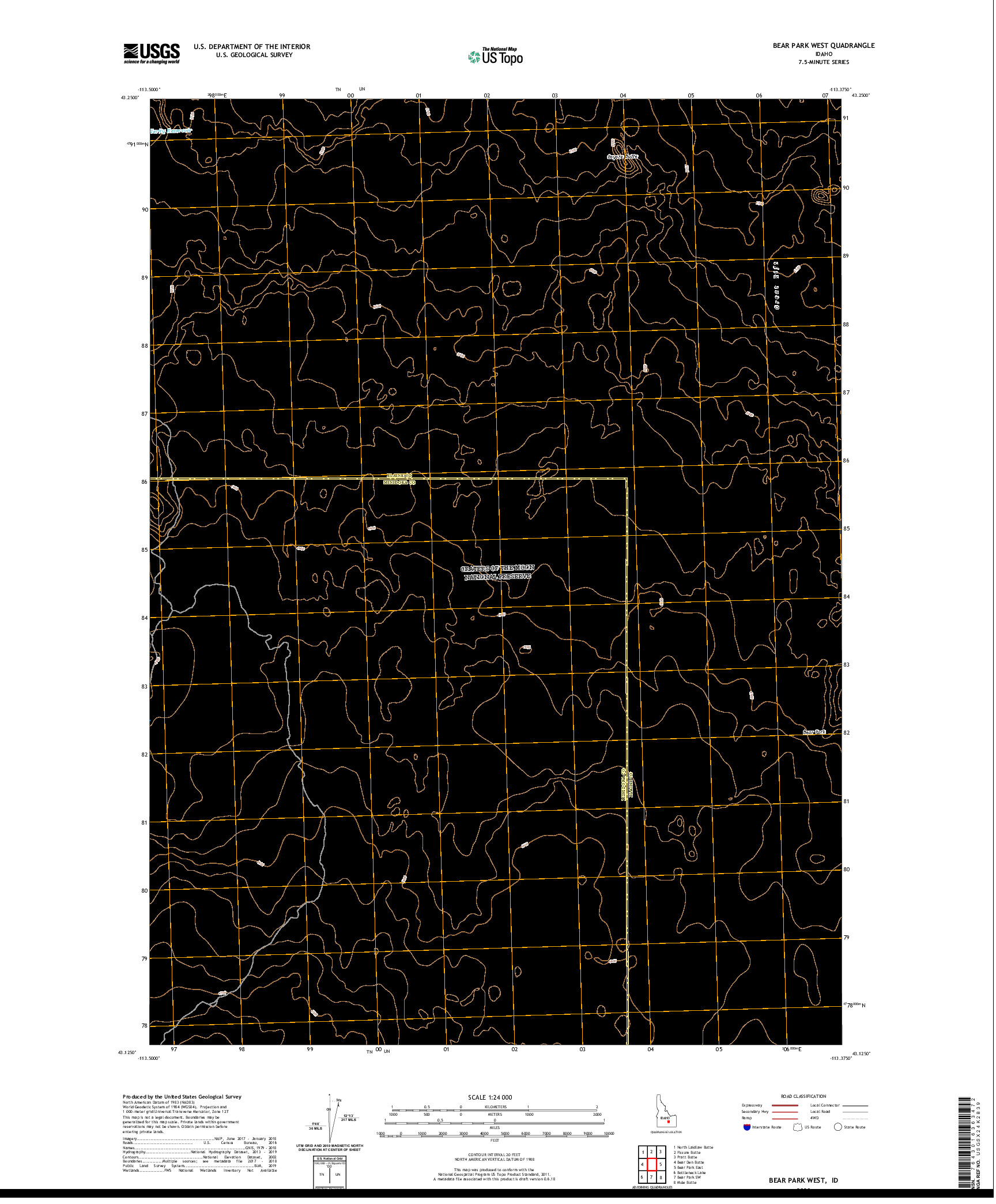 USGS US TOPO 7.5-MINUTE MAP FOR BEAR PARK WEST, ID 2020