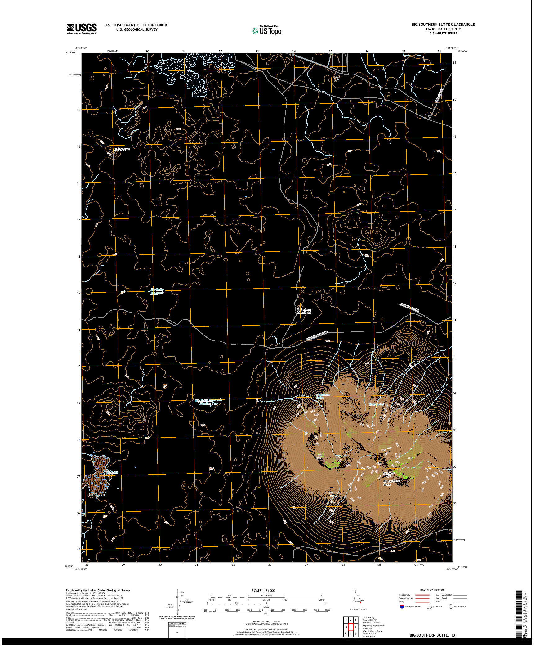 USGS US TOPO 7.5-MINUTE MAP FOR BIG SOUTHERN BUTTE, ID 2020