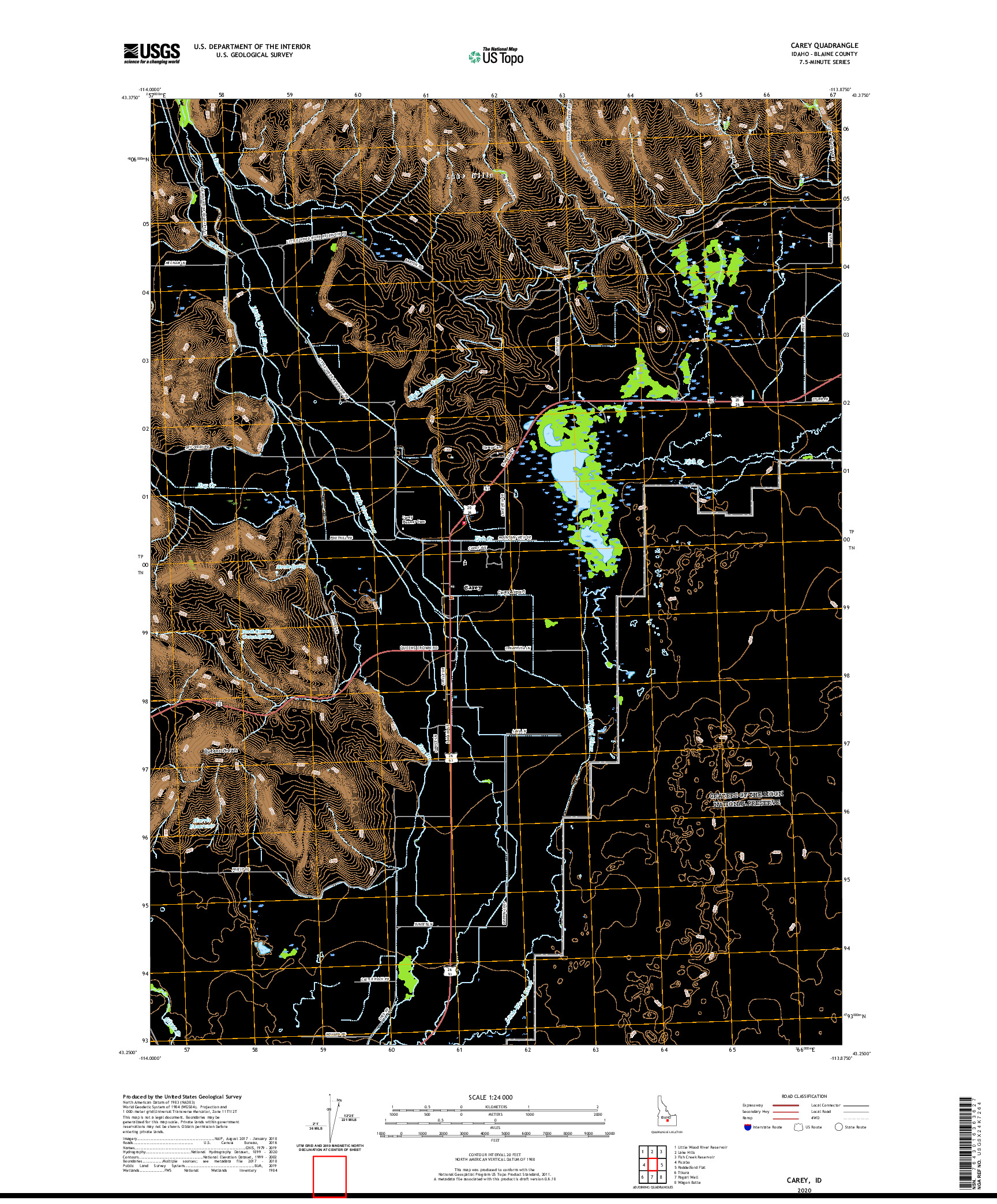 USGS US TOPO 7.5-MINUTE MAP FOR CAREY, ID 2020