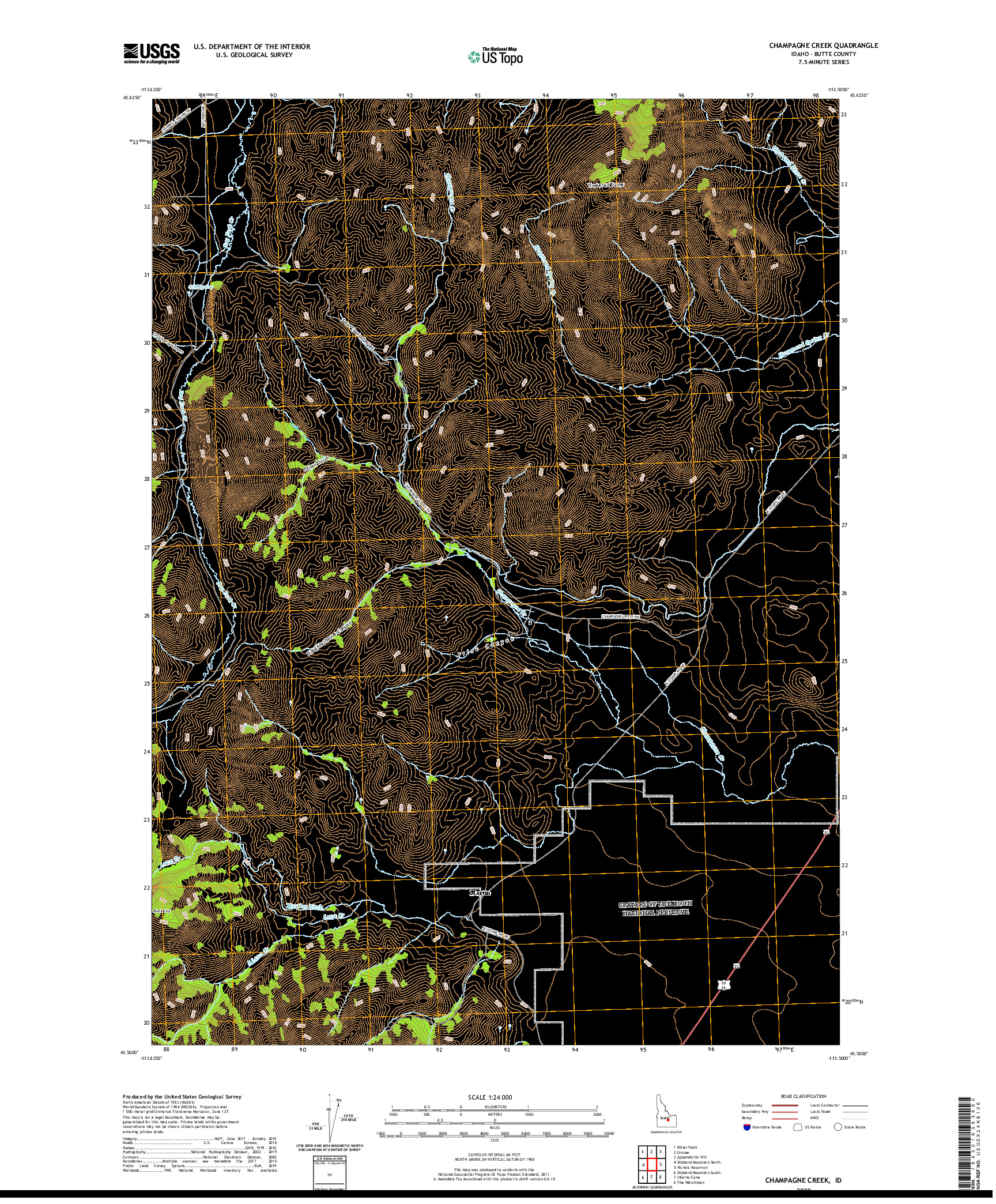 USGS US TOPO 7.5-MINUTE MAP FOR CHAMPAGNE CREEK, ID 2020