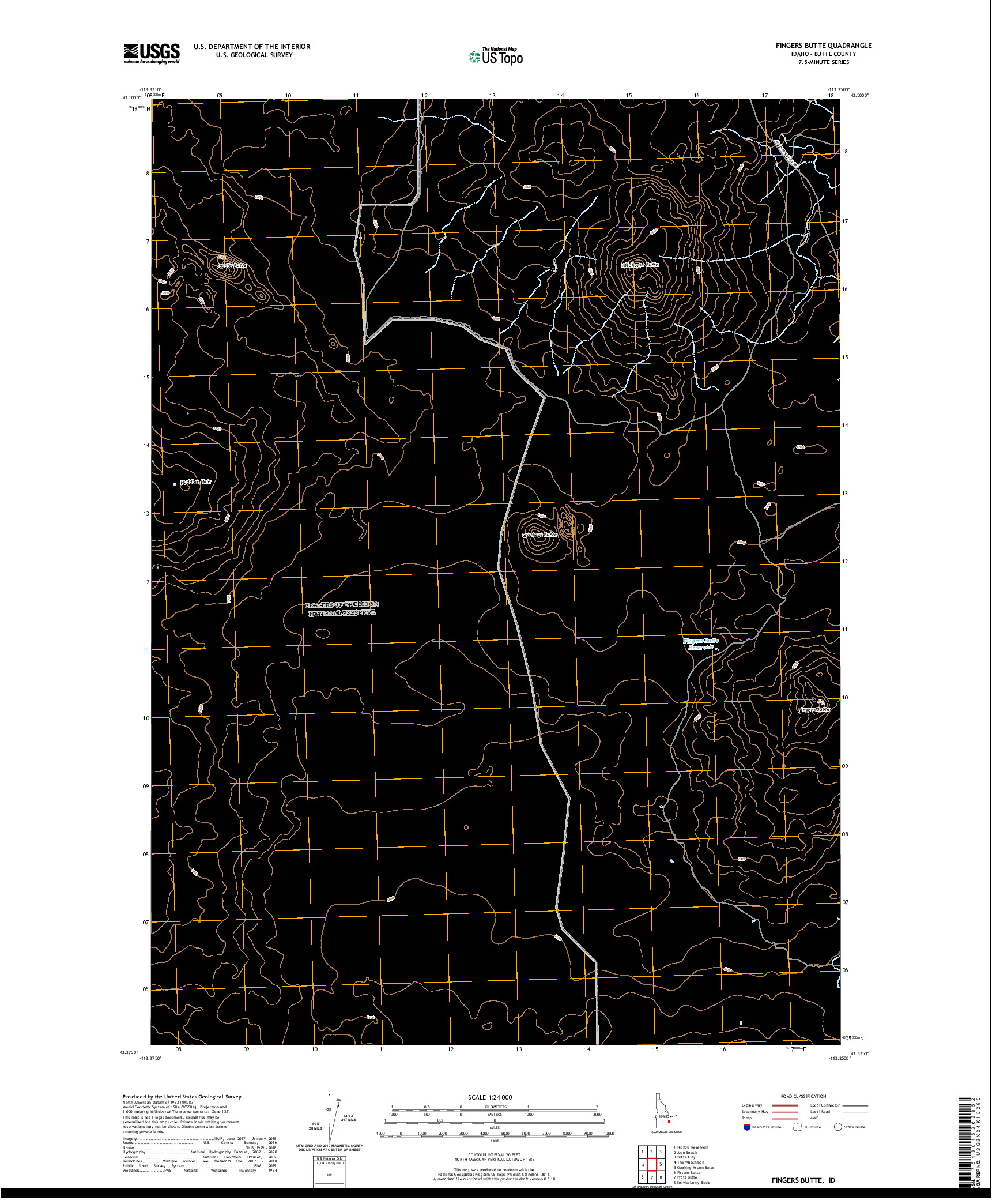 USGS US TOPO 7.5-MINUTE MAP FOR FINGERS BUTTE, ID 2020