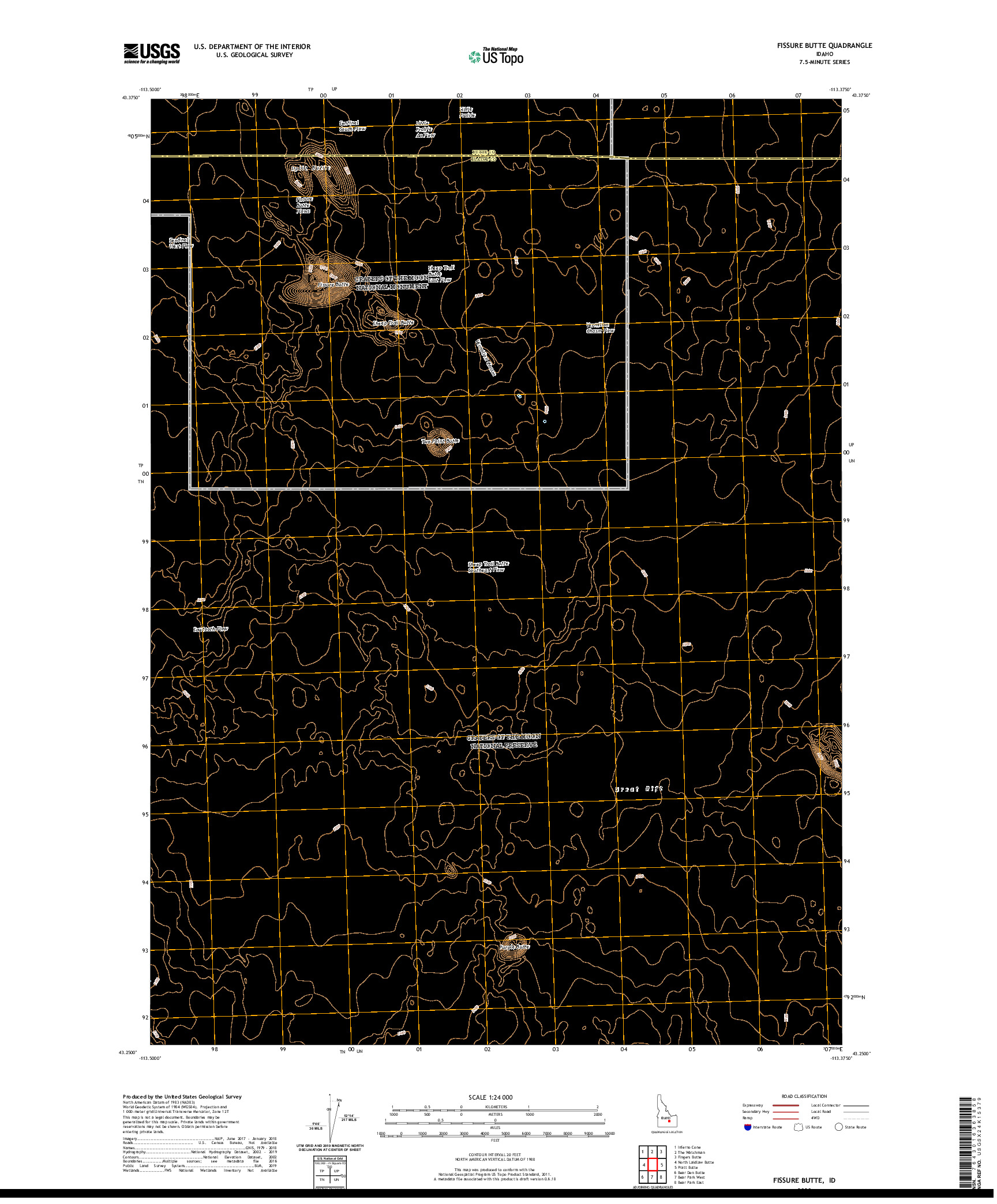 USGS US TOPO 7.5-MINUTE MAP FOR FISSURE BUTTE, ID 2020
