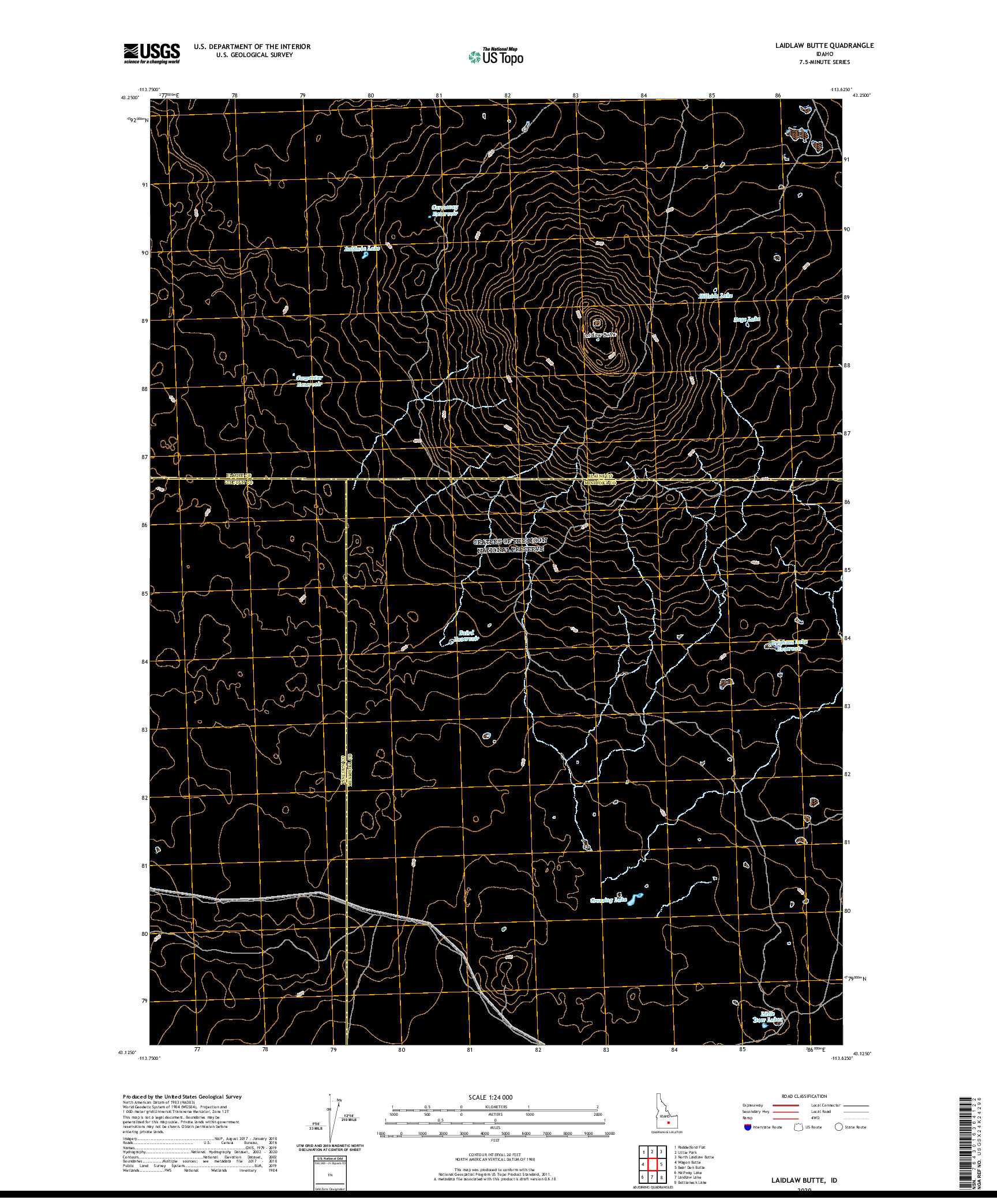 USGS US TOPO 7.5-MINUTE MAP FOR LAIDLAW BUTTE, ID 2020