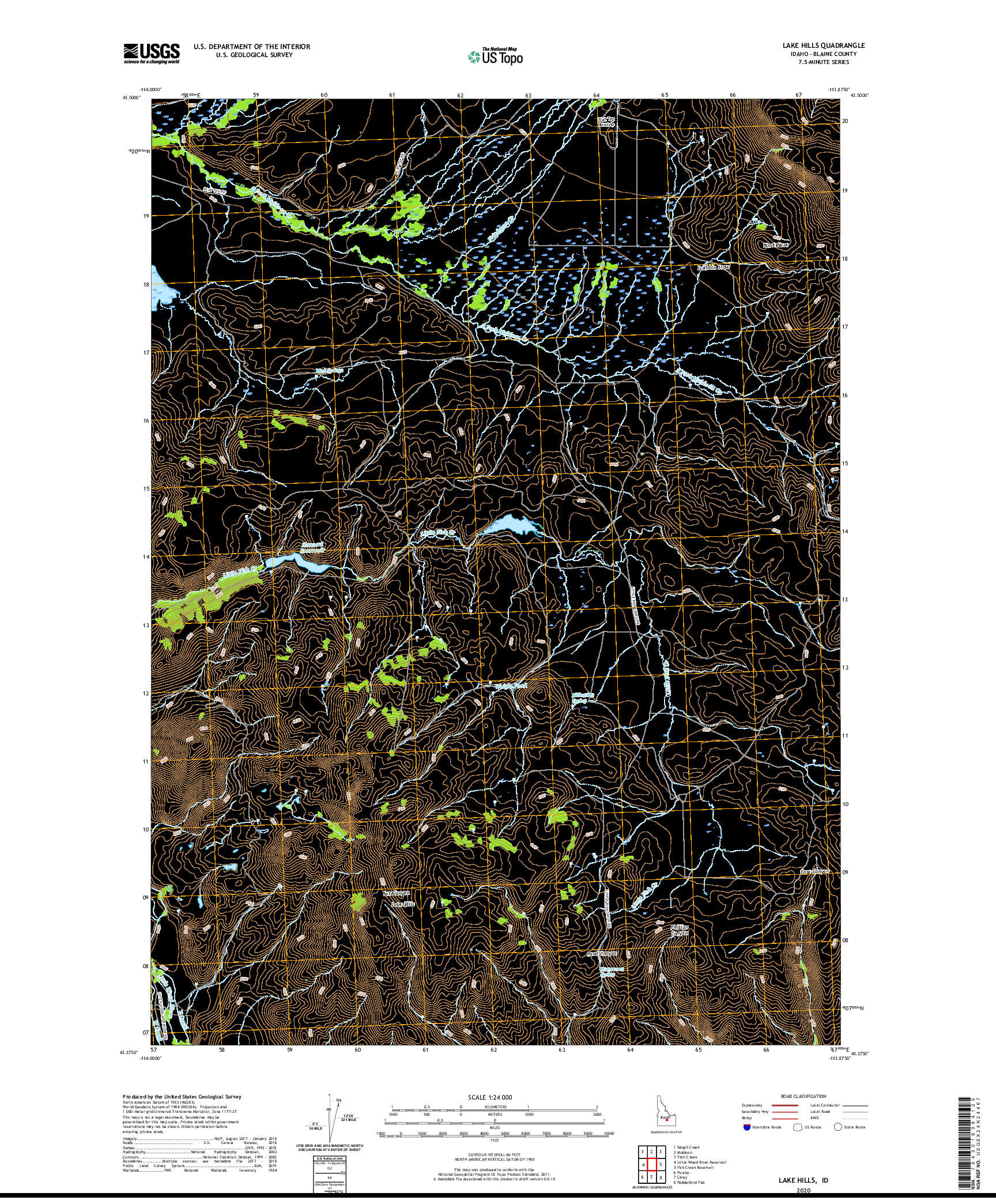 USGS US TOPO 7.5-MINUTE MAP FOR LAKE HILLS, ID 2020