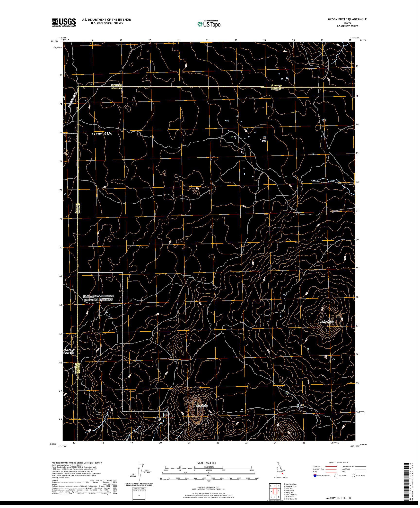 USGS US TOPO 7.5-MINUTE MAP FOR MOSBY BUTTE, ID 2020