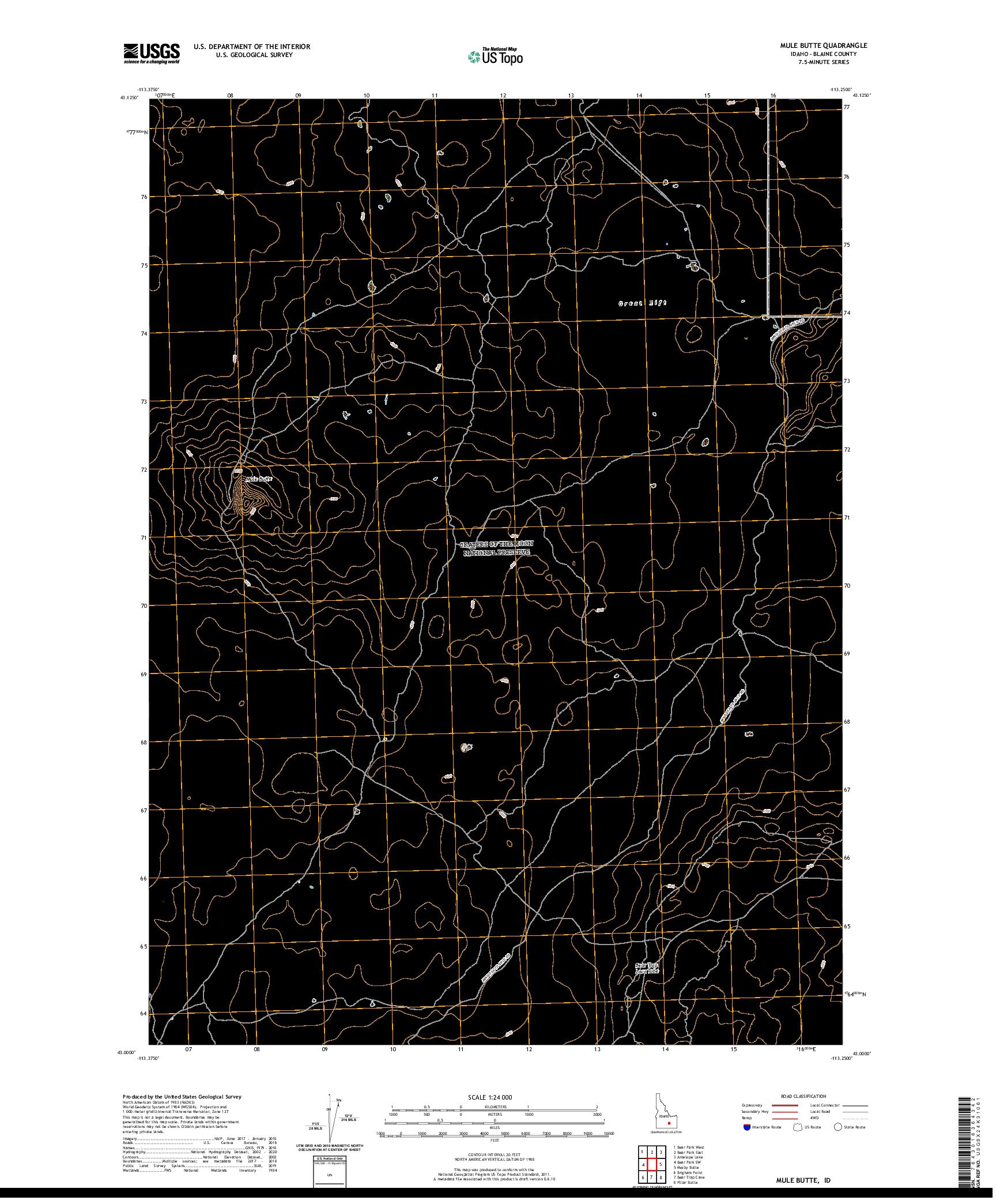 USGS US TOPO 7.5-MINUTE MAP FOR MULE BUTTE, ID 2020