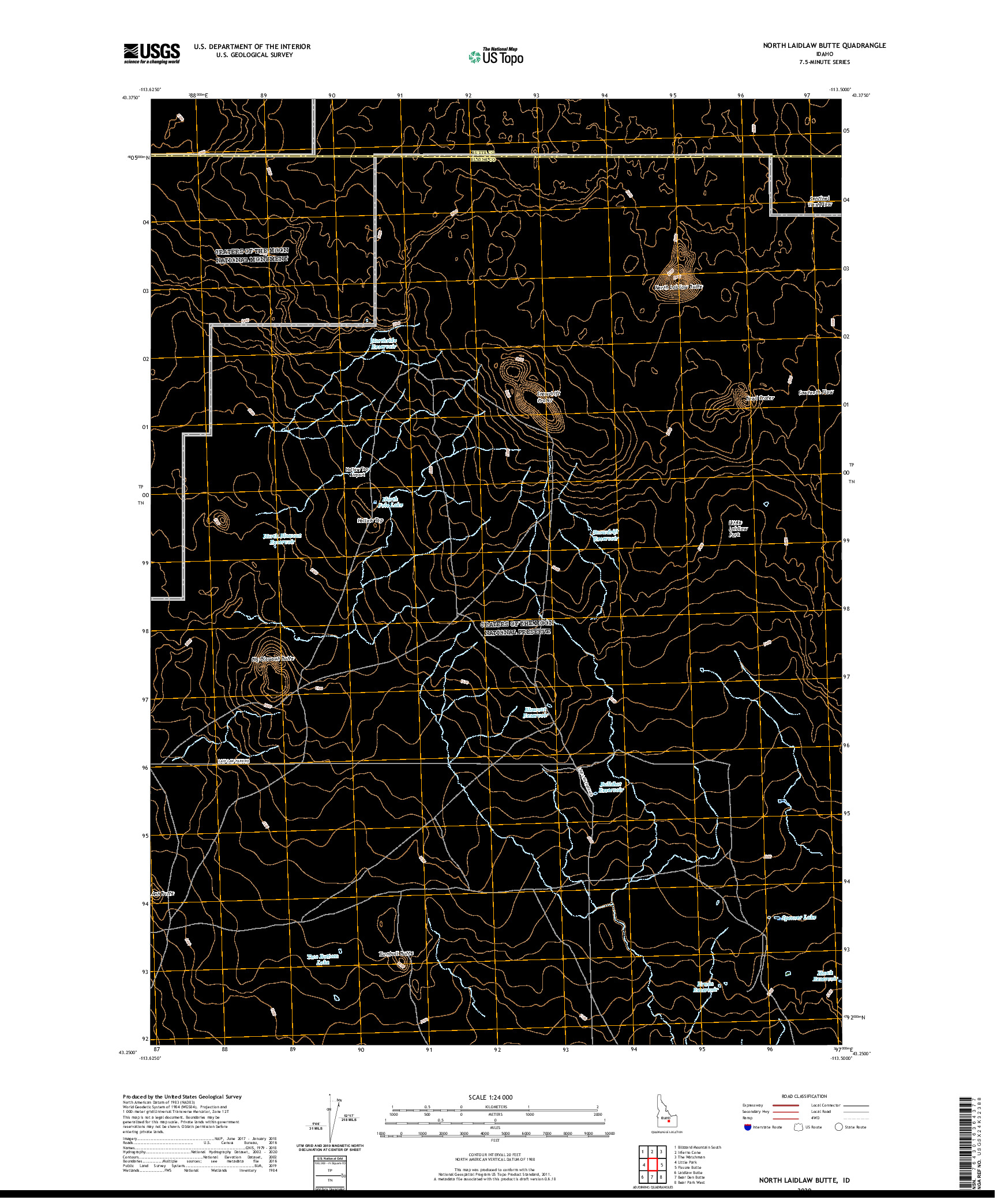 USGS US TOPO 7.5-MINUTE MAP FOR NORTH LAIDLAW BUTTE, ID 2020