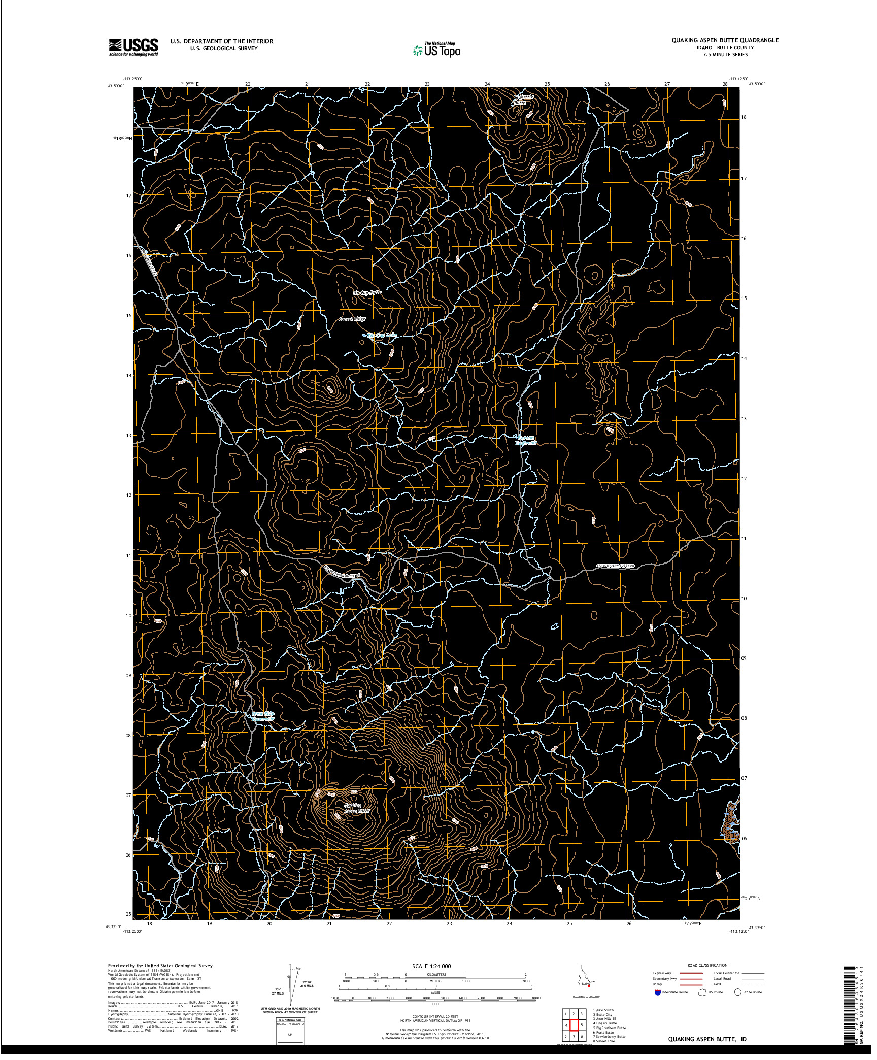 USGS US TOPO 7.5-MINUTE MAP FOR QUAKING ASPEN BUTTE, ID 2020