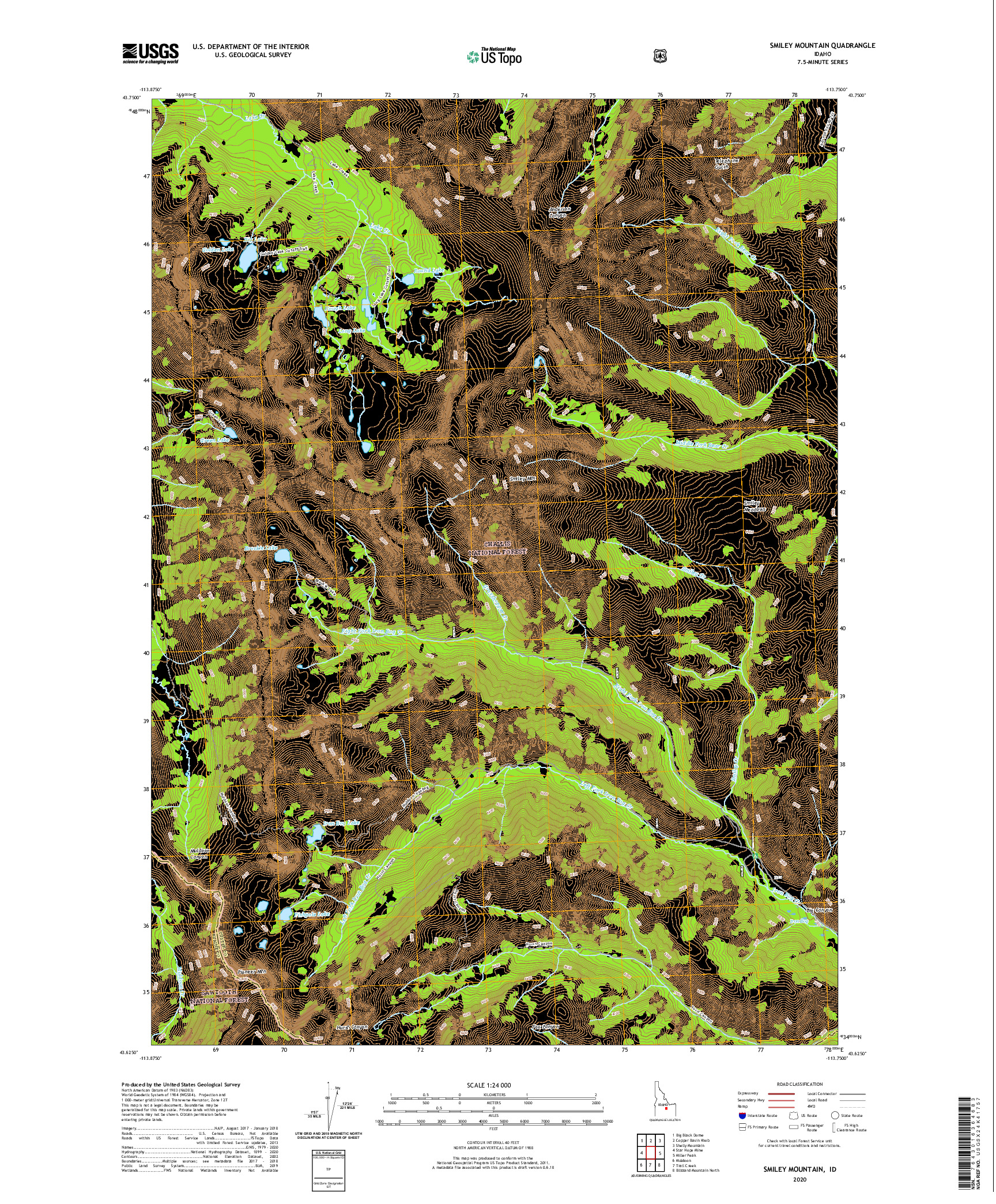 USGS US TOPO 7.5-MINUTE MAP FOR SMILEY MOUNTAIN, ID 2020