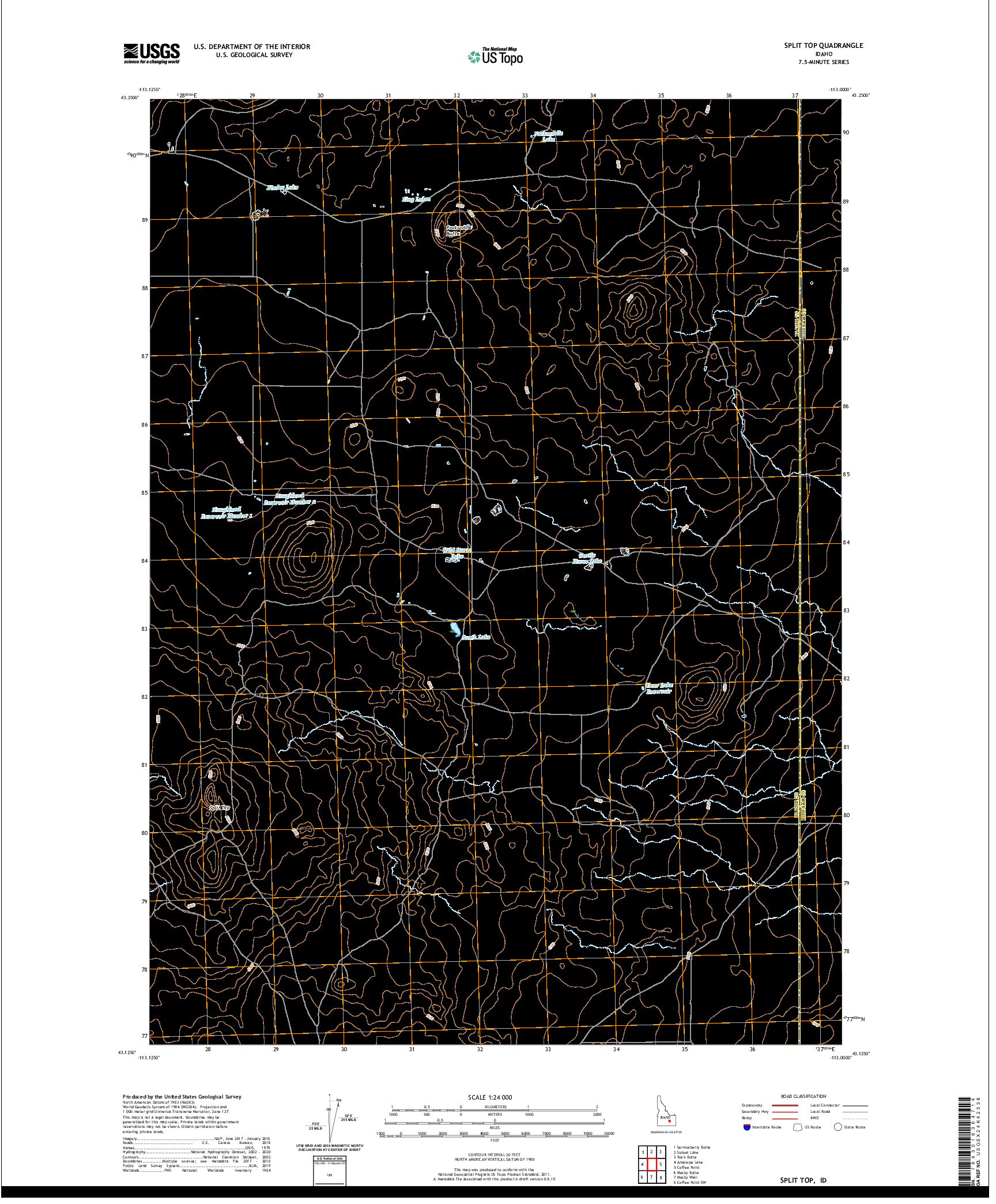 USGS US TOPO 7.5-MINUTE MAP FOR SPLIT TOP, ID 2020