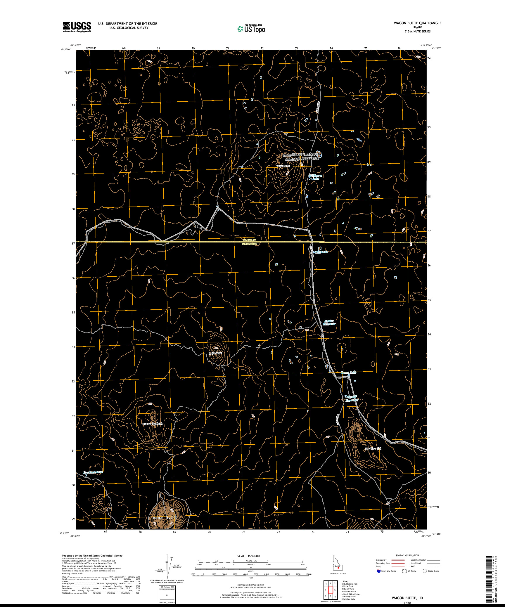 USGS US TOPO 7.5-MINUTE MAP FOR WAGON BUTTE, ID 2020