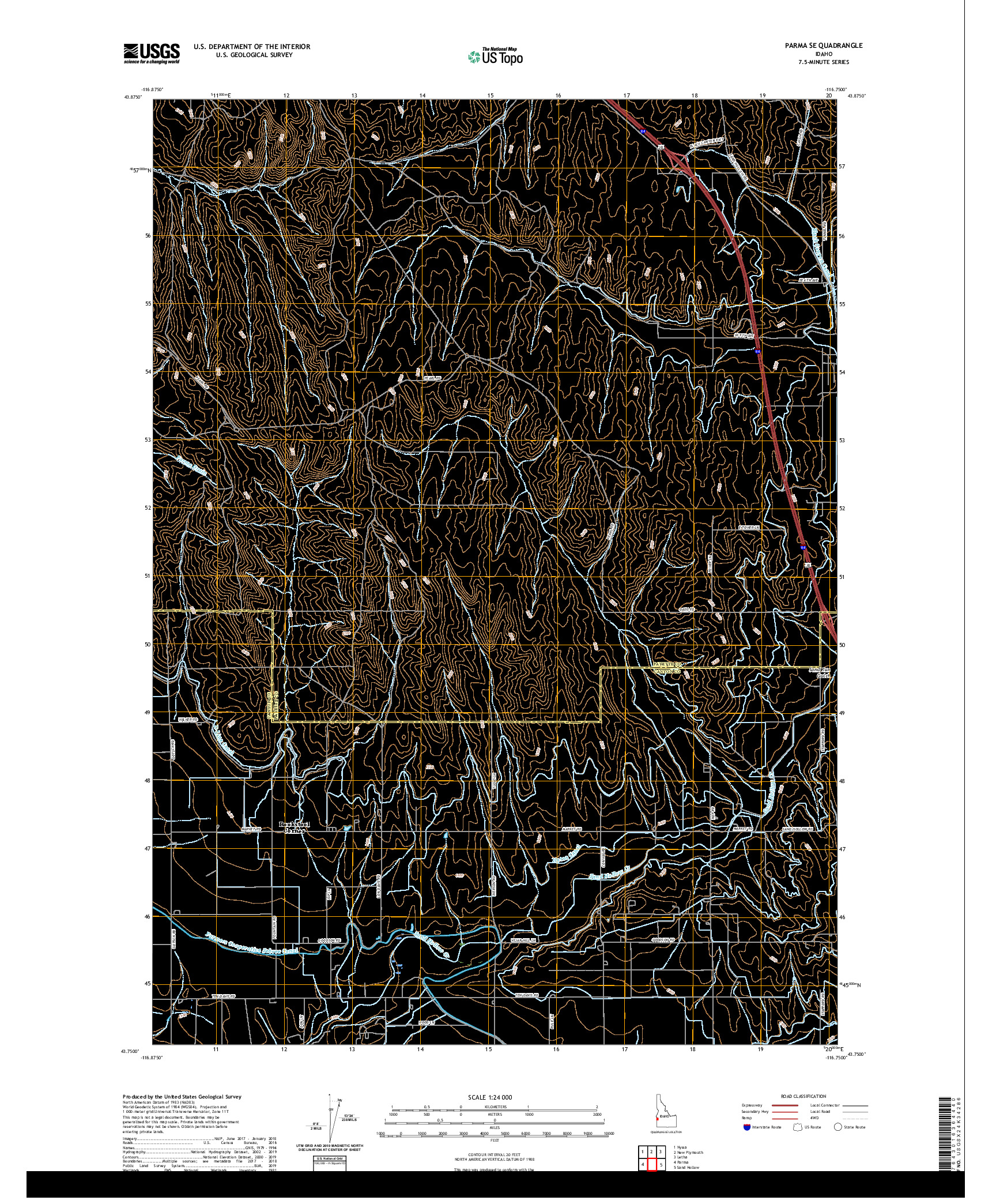 USGS US TOPO 7.5-MINUTE MAP FOR PARMA SE, ID 2020