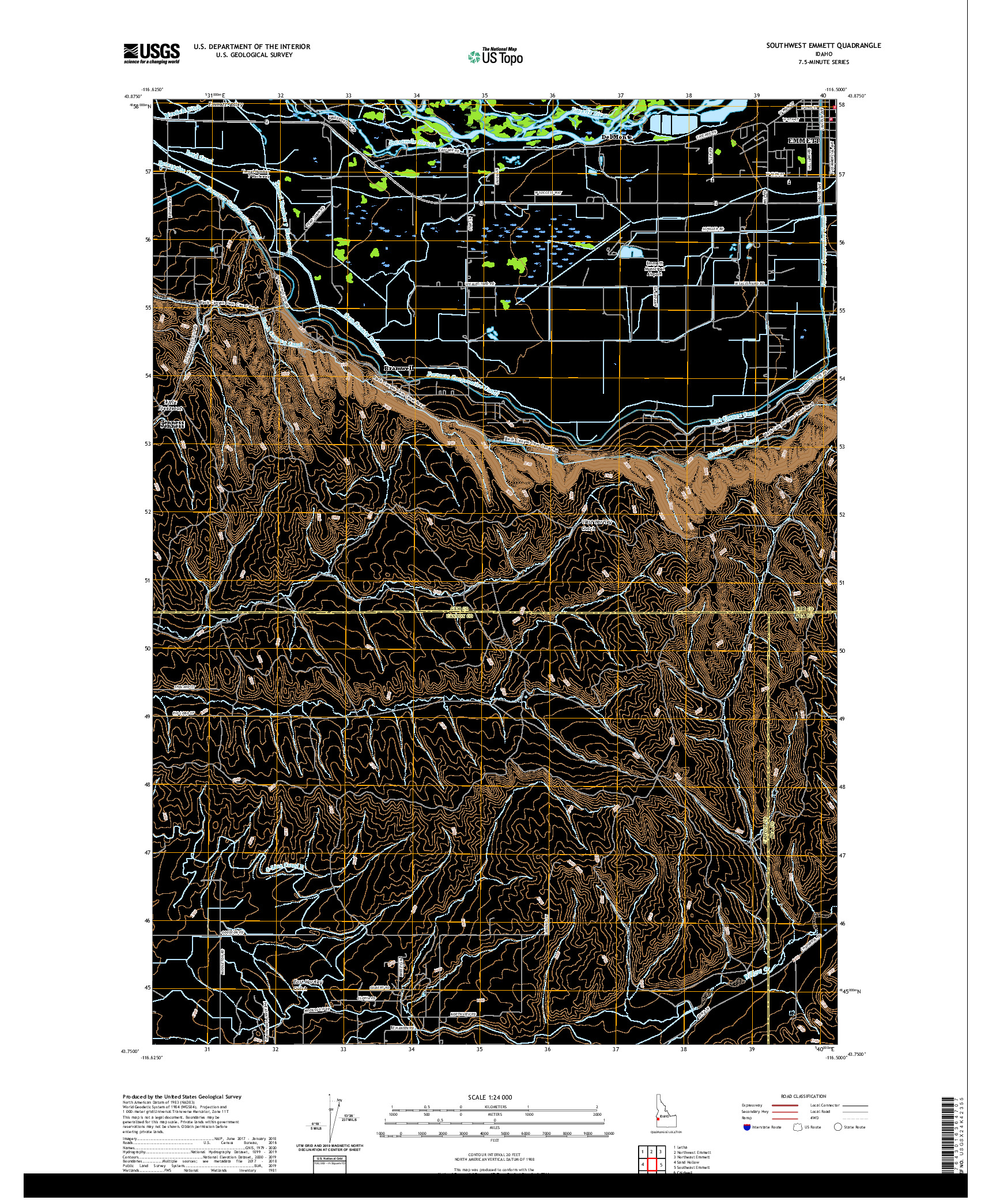USGS US TOPO 7.5-MINUTE MAP FOR SOUTHWEST EMMETT, ID 2020