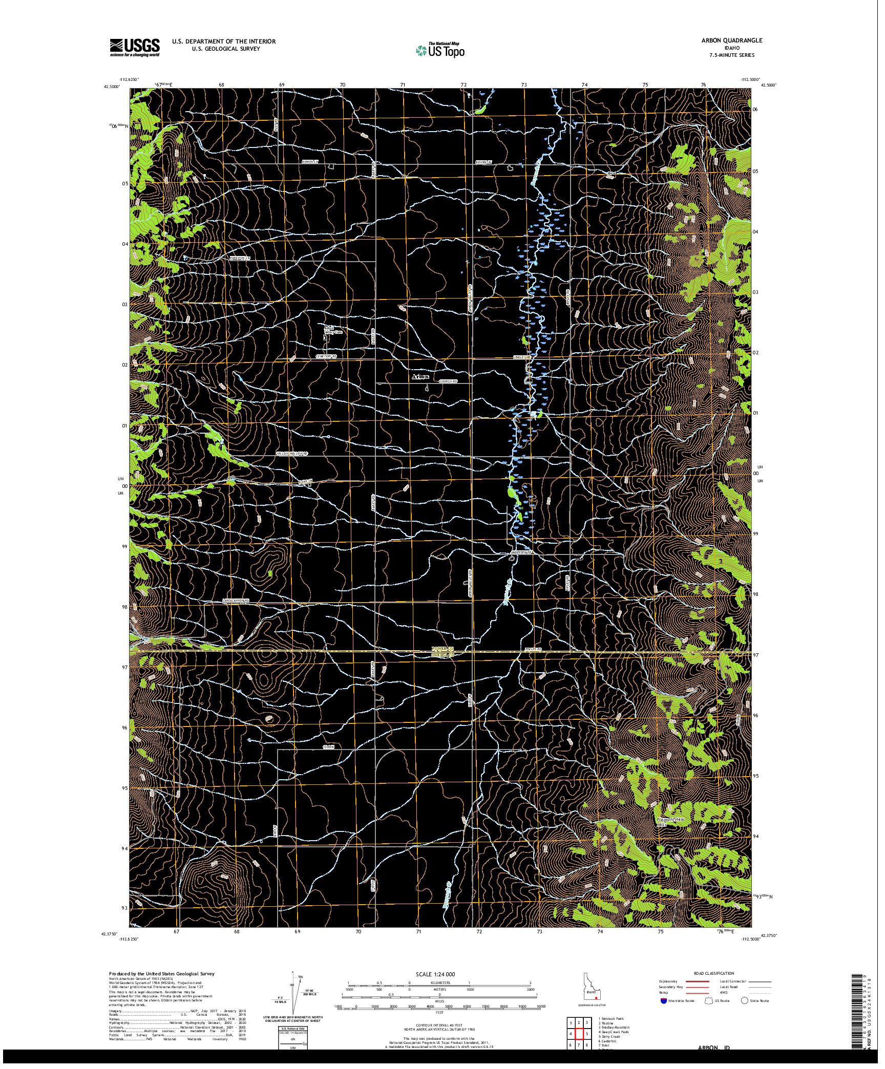 USGS US TOPO 7.5-MINUTE MAP FOR ARBON, ID 2020