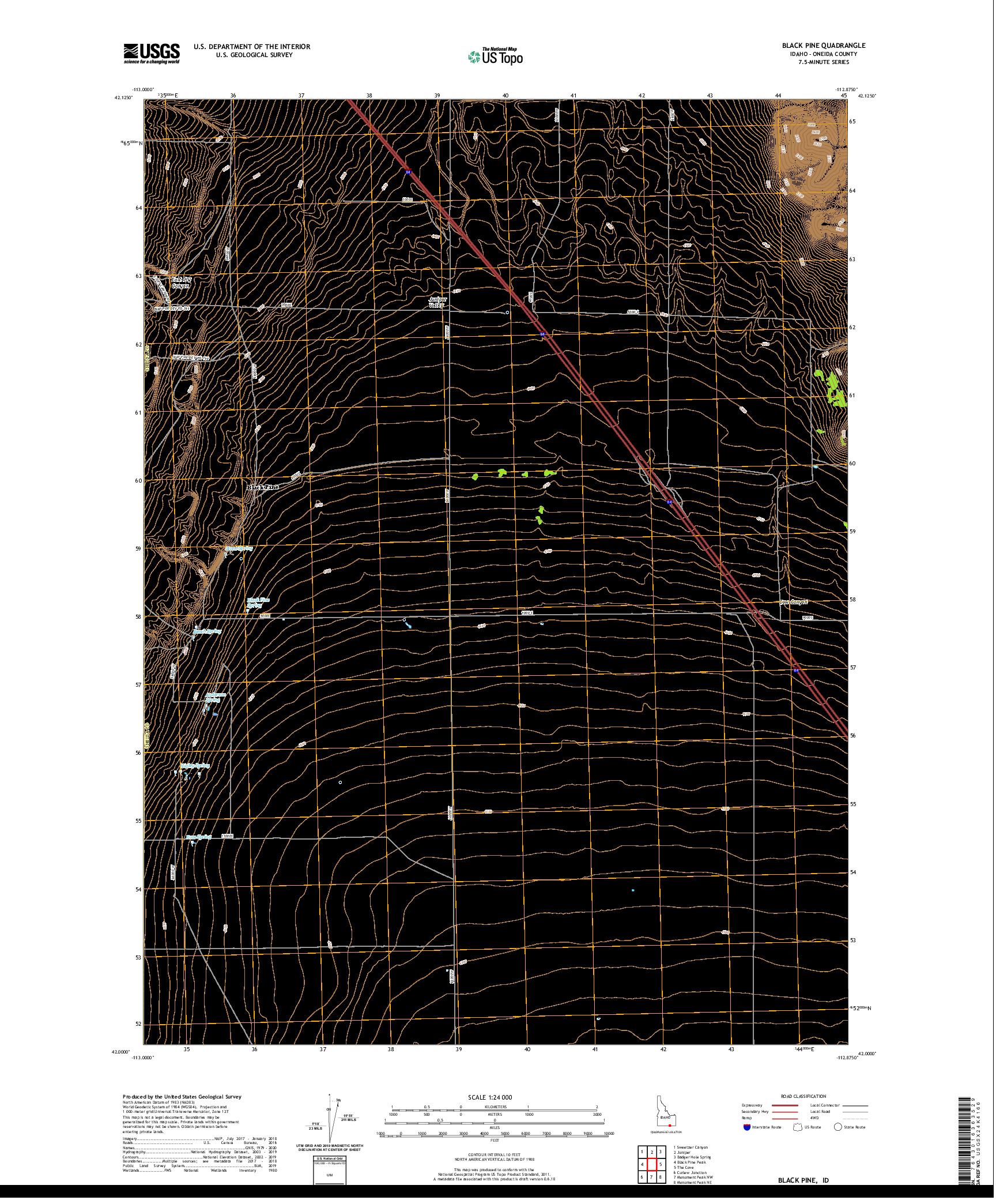 USGS US TOPO 7.5-MINUTE MAP FOR BLACK PINE, ID 2020