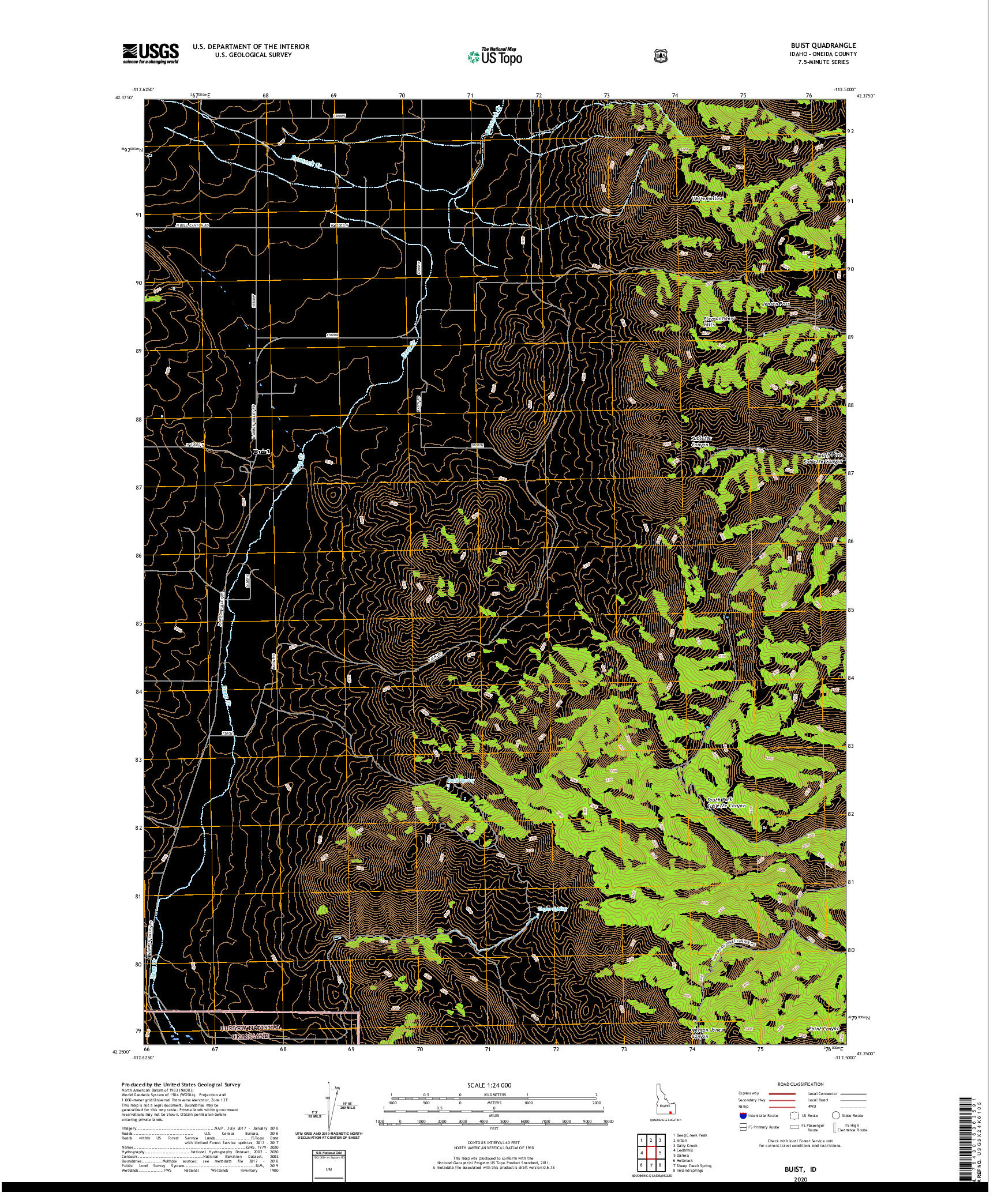USGS US TOPO 7.5-MINUTE MAP FOR BUIST, ID 2020