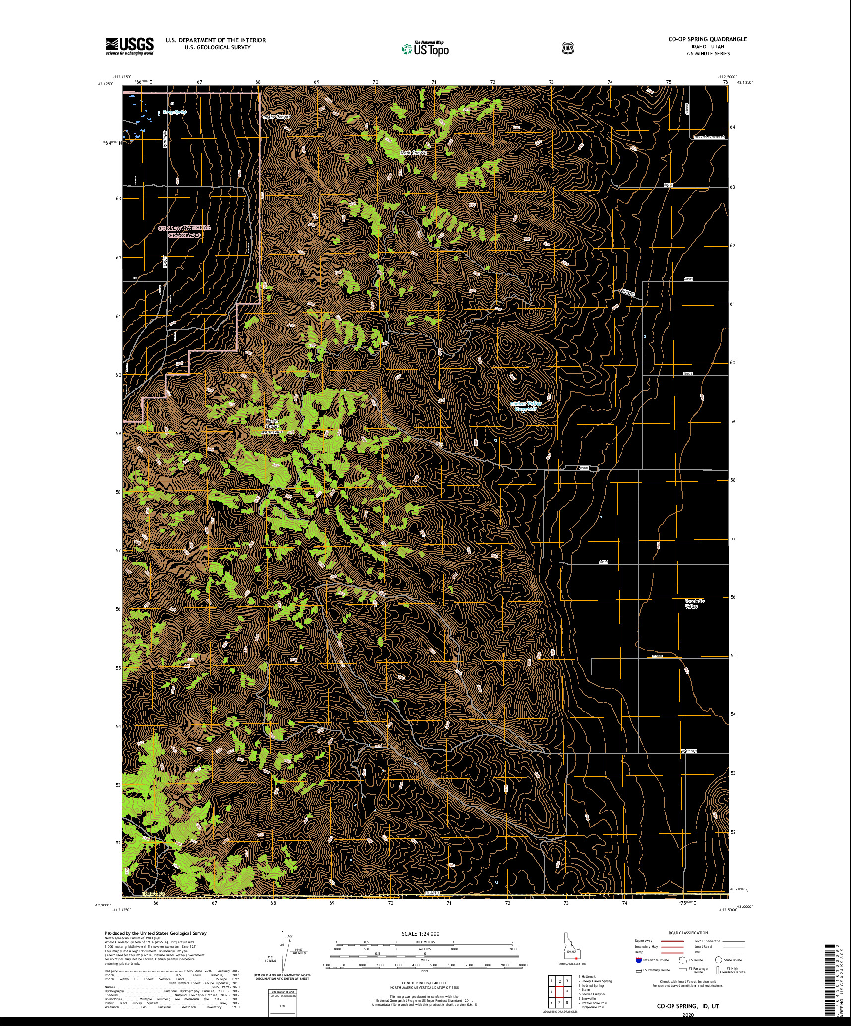 USGS US TOPO 7.5-MINUTE MAP FOR CO-OP SPRING, ID,UT 2020