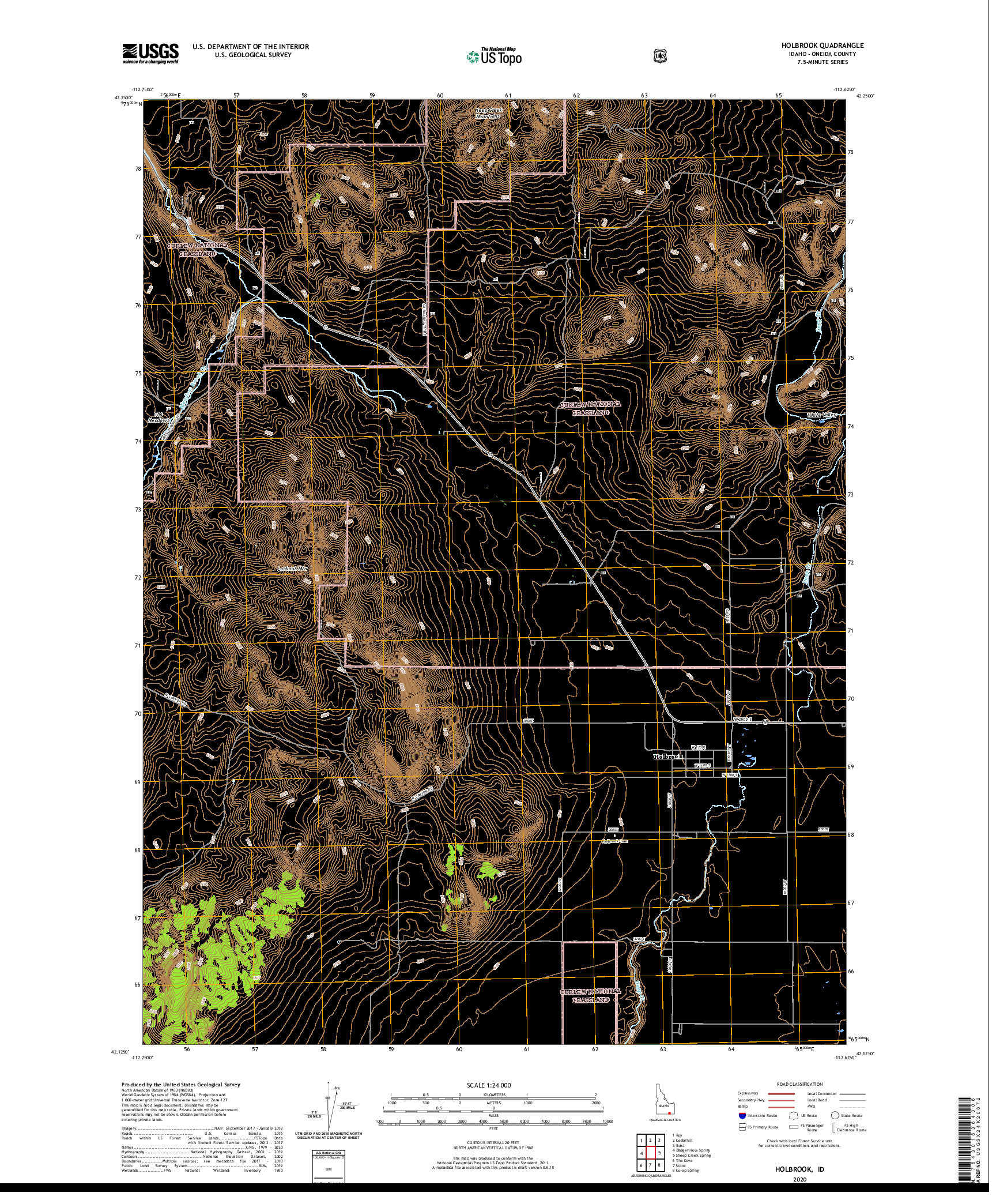 USGS US TOPO 7.5-MINUTE MAP FOR HOLBROOK, ID 2020