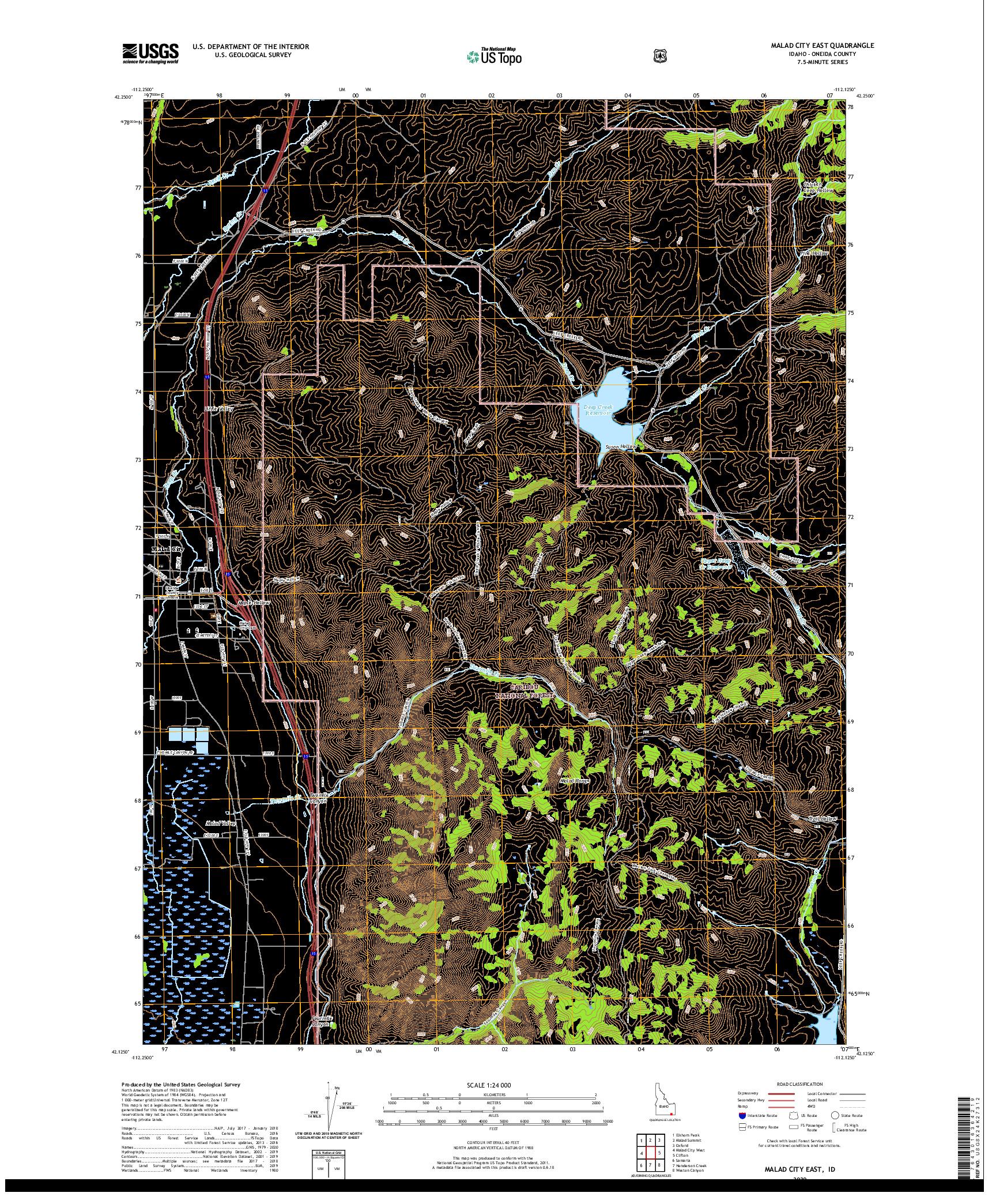 USGS US TOPO 7.5-MINUTE MAP FOR MALAD CITY EAST, ID 2020