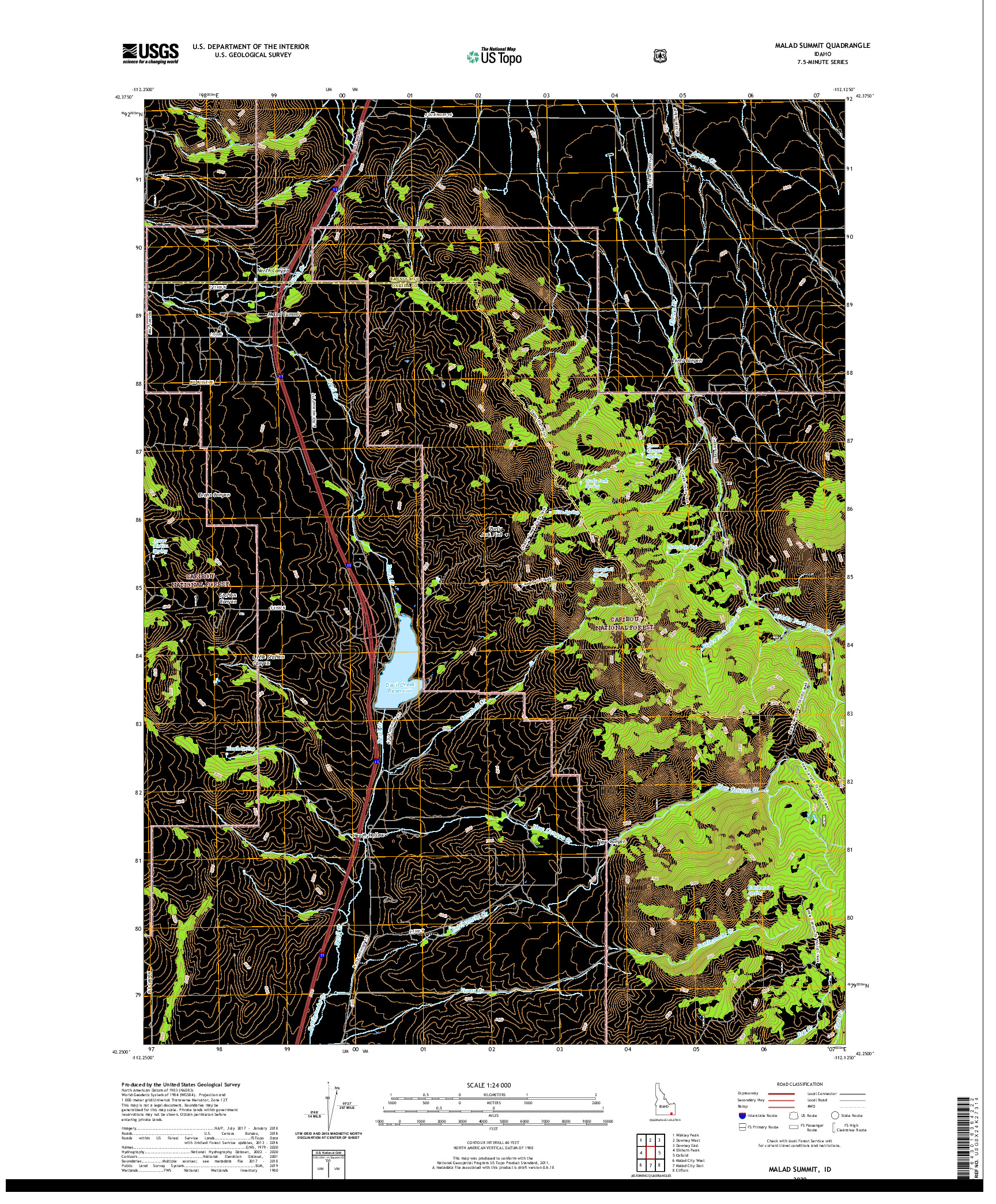 USGS US TOPO 7.5-MINUTE MAP FOR MALAD SUMMIT, ID 2020