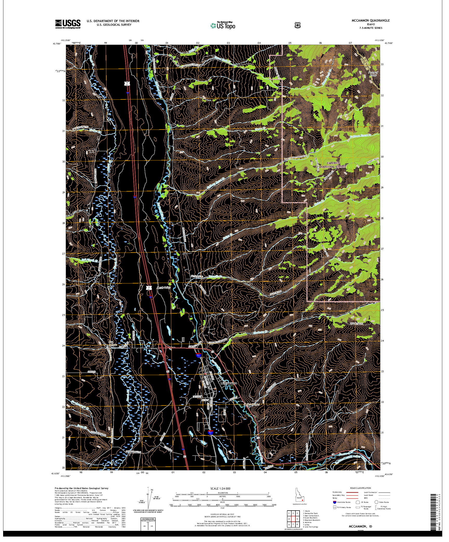 USGS US TOPO 7.5-MINUTE MAP FOR MCCAMMON, ID 2020