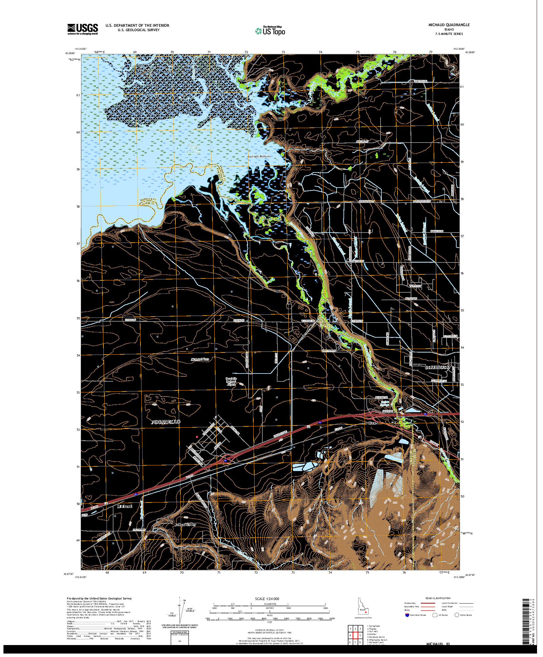 USGS US TOPO 7.5-MINUTE MAP FOR MICHAUD, ID 2020