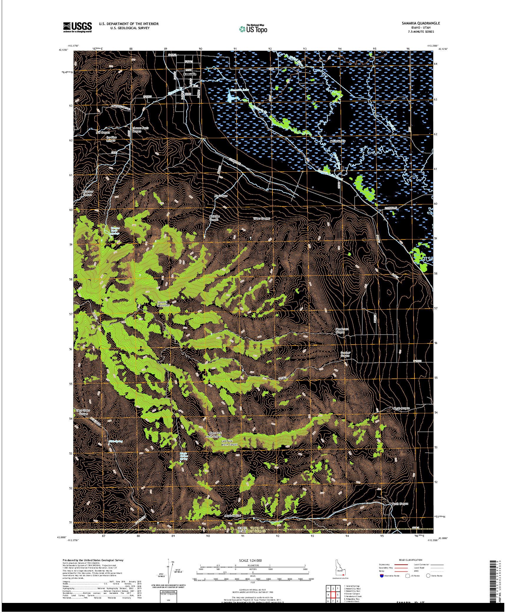 USGS US TOPO 7.5-MINUTE MAP FOR SAMARIA, ID,UT 2020