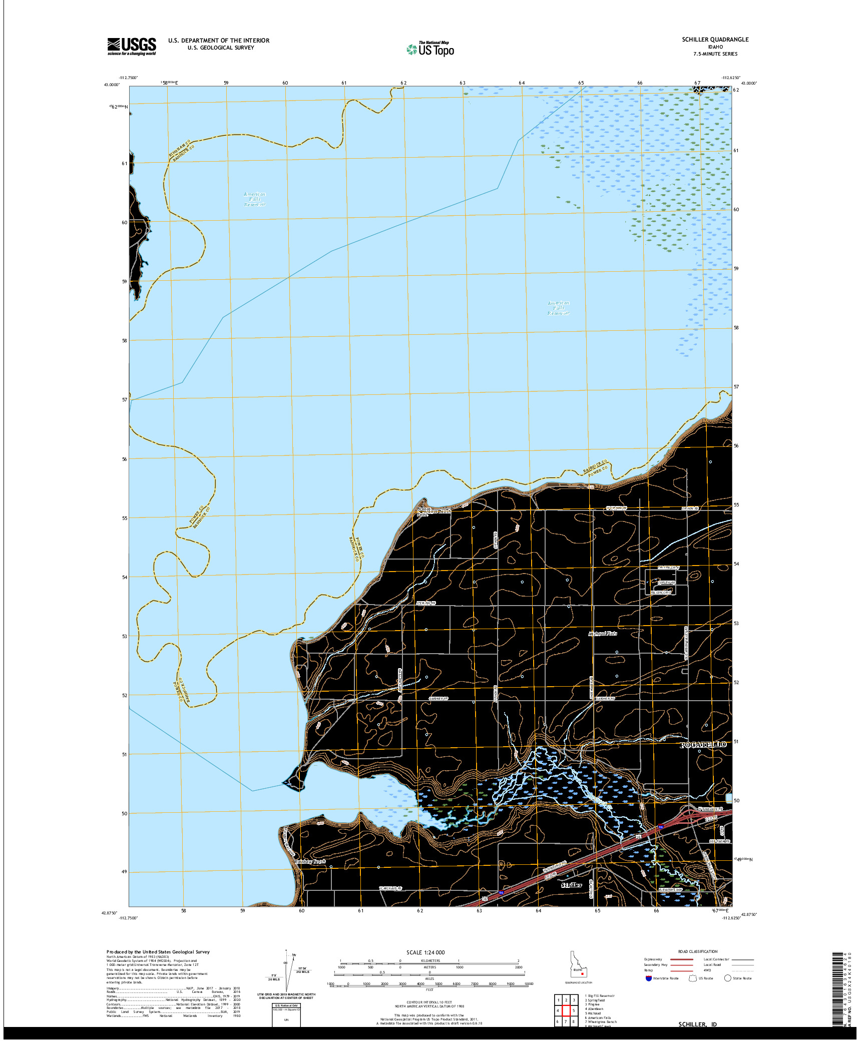 USGS US TOPO 7.5-MINUTE MAP FOR SCHILLER, ID 2020