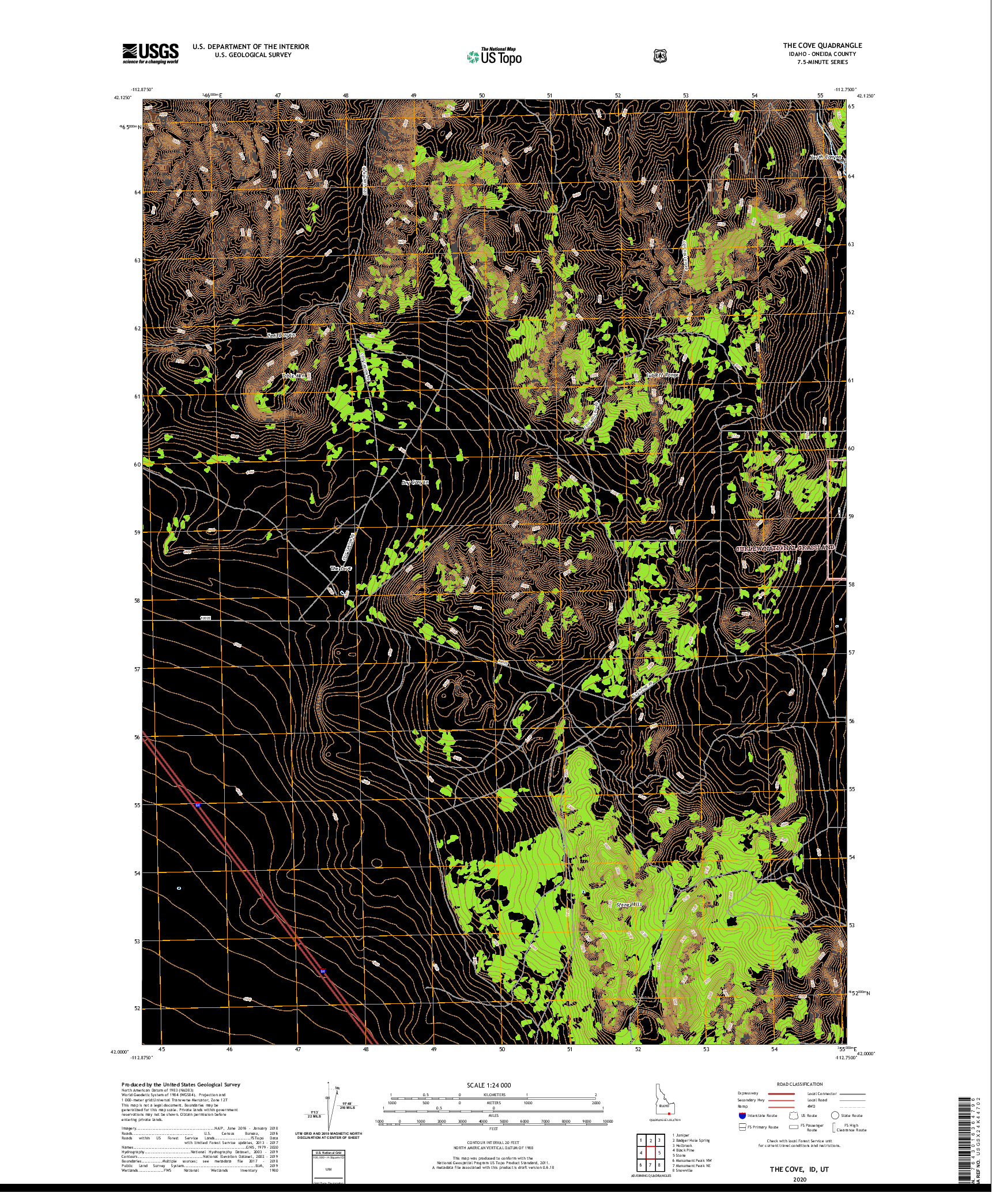 USGS US TOPO 7.5-MINUTE MAP FOR THE COVE, ID,UT 2020