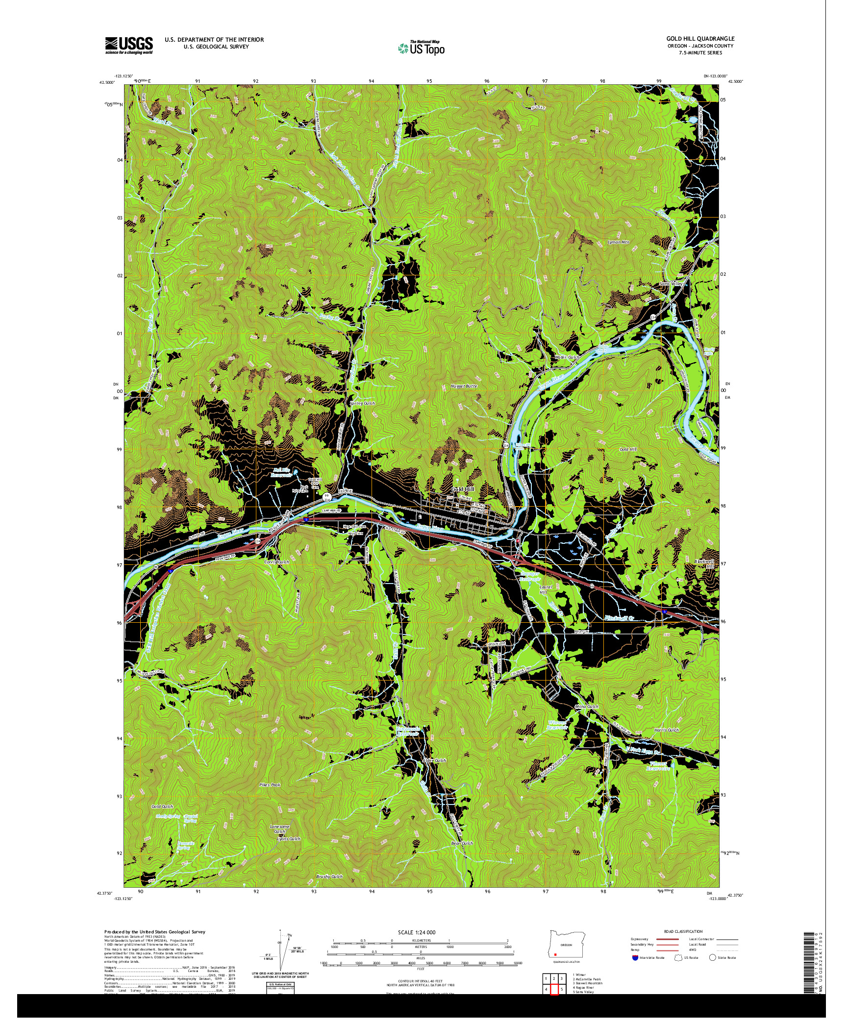 USGS US TOPO 7.5-MINUTE MAP FOR GOLD HILL, OR 2020