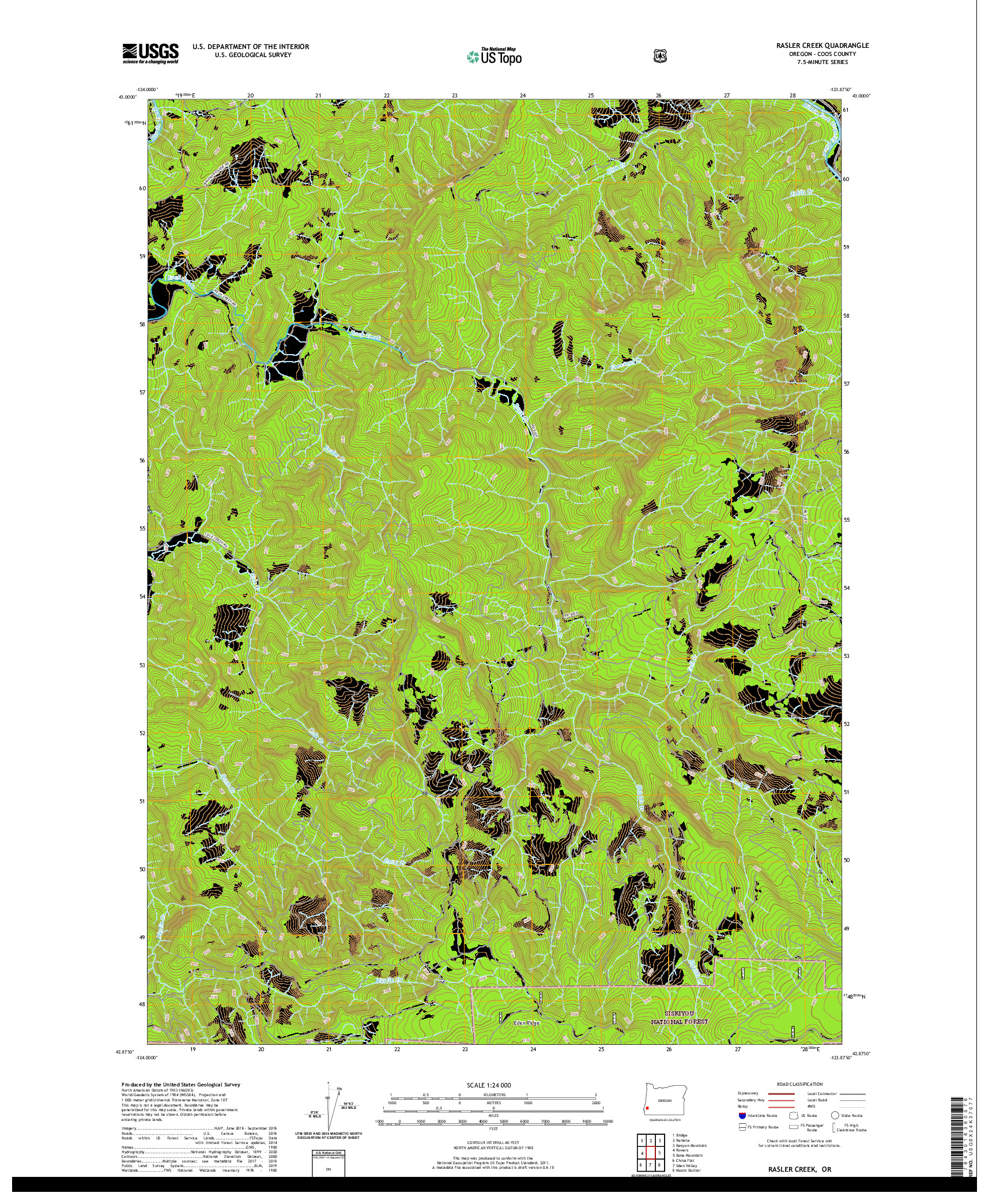USGS US TOPO 7.5-MINUTE MAP FOR RASLER CREEK, OR 2020