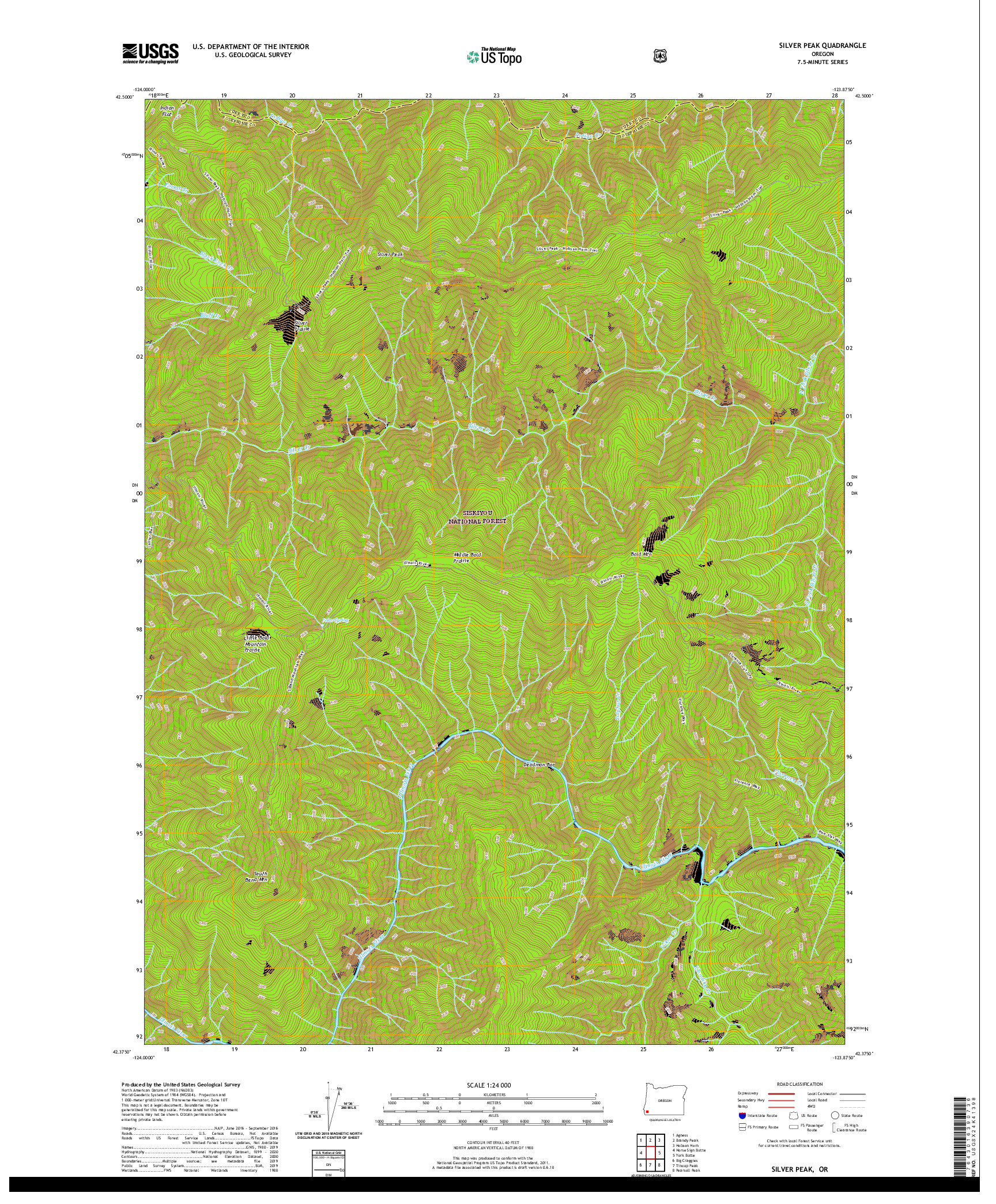 USGS US TOPO 7.5-MINUTE MAP FOR SILVER PEAK, OR 2020