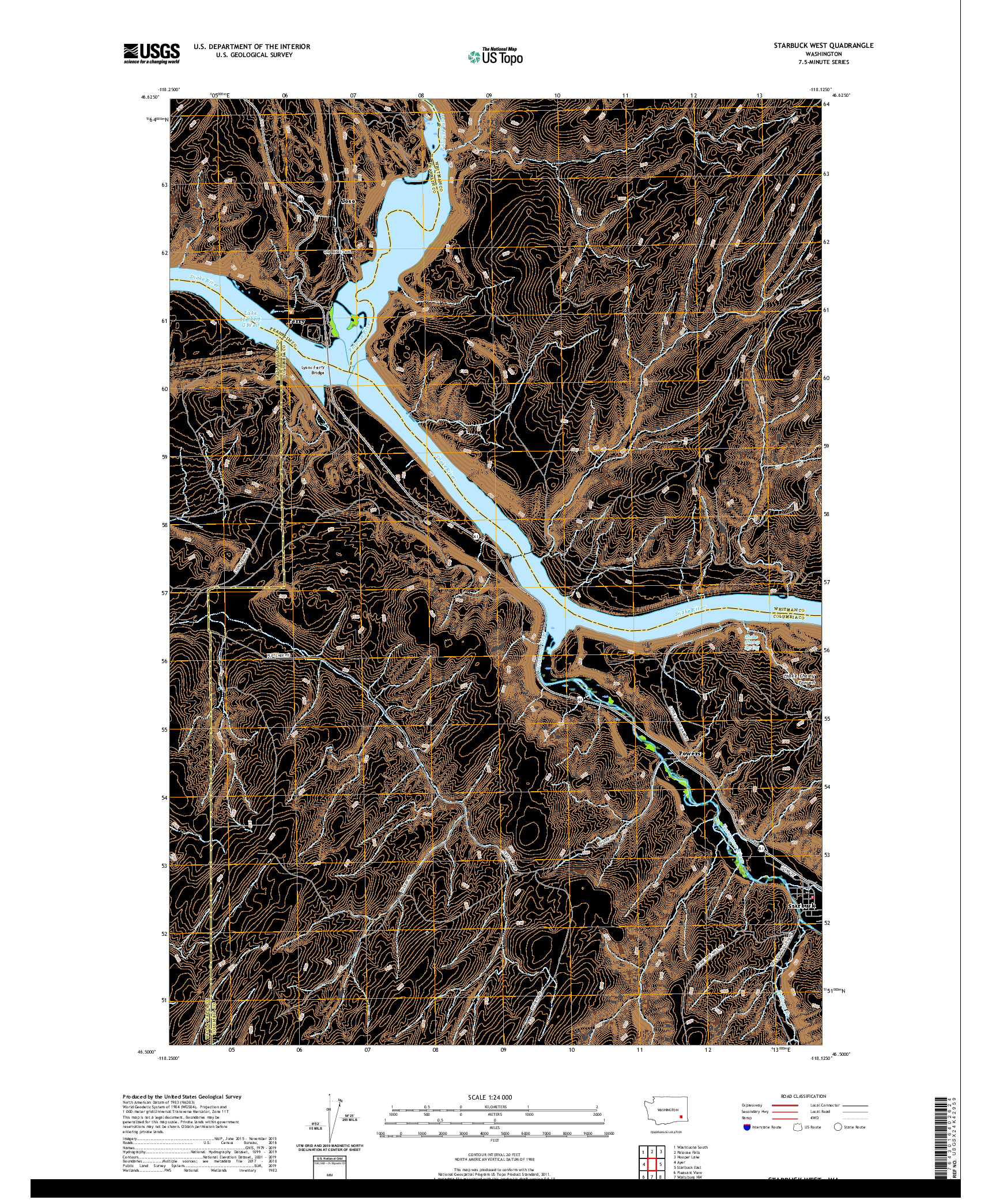 USGS US TOPO 7.5-MINUTE MAP FOR STARBUCK WEST, WA 2020