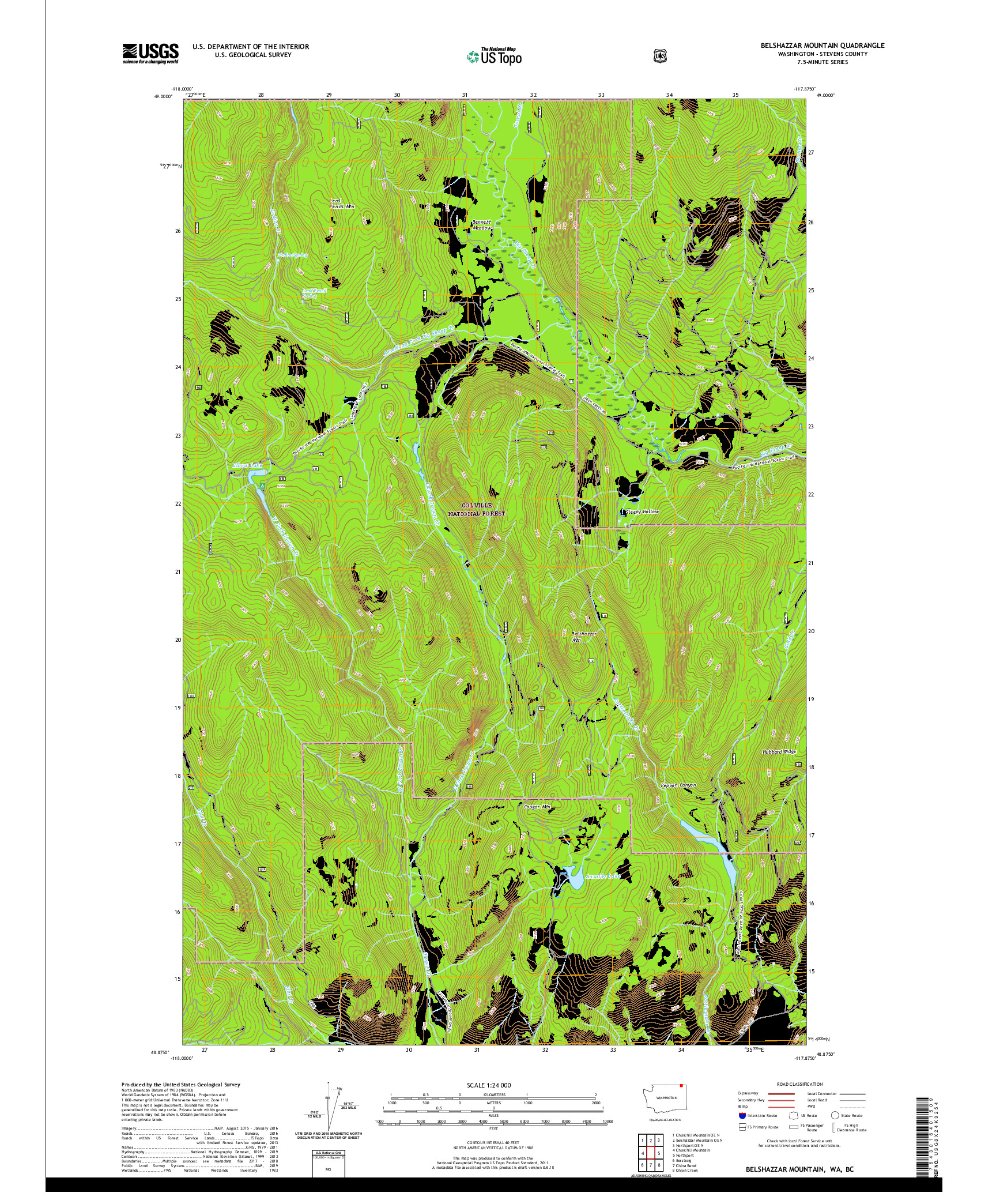 USGS US TOPO 7.5-MINUTE MAP FOR BELSHAZZAR MOUNTAIN, WA,BC 2020