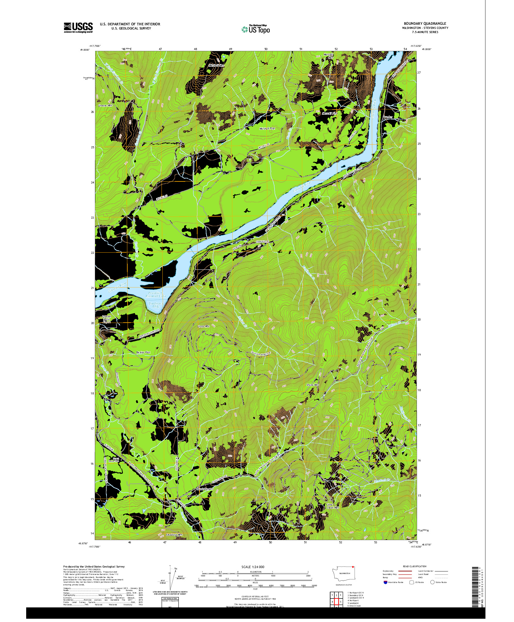 USGS US TOPO 7.5-MINUTE MAP FOR BOUNDARY, WA,BC 2020