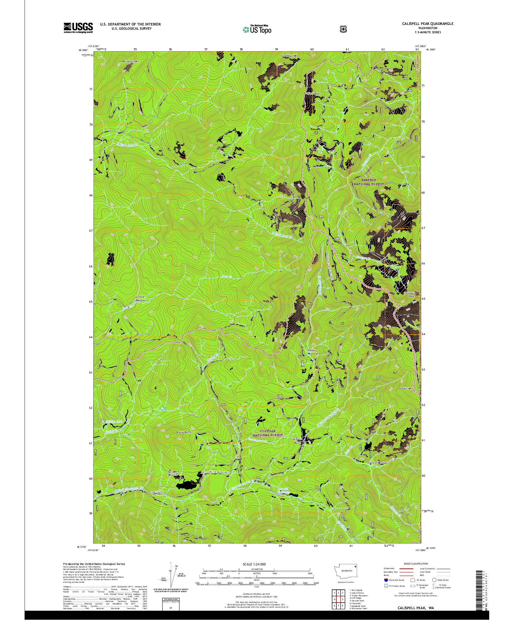 USGS US TOPO 7.5-MINUTE MAP FOR CALISPELL PEAK, WA 2020