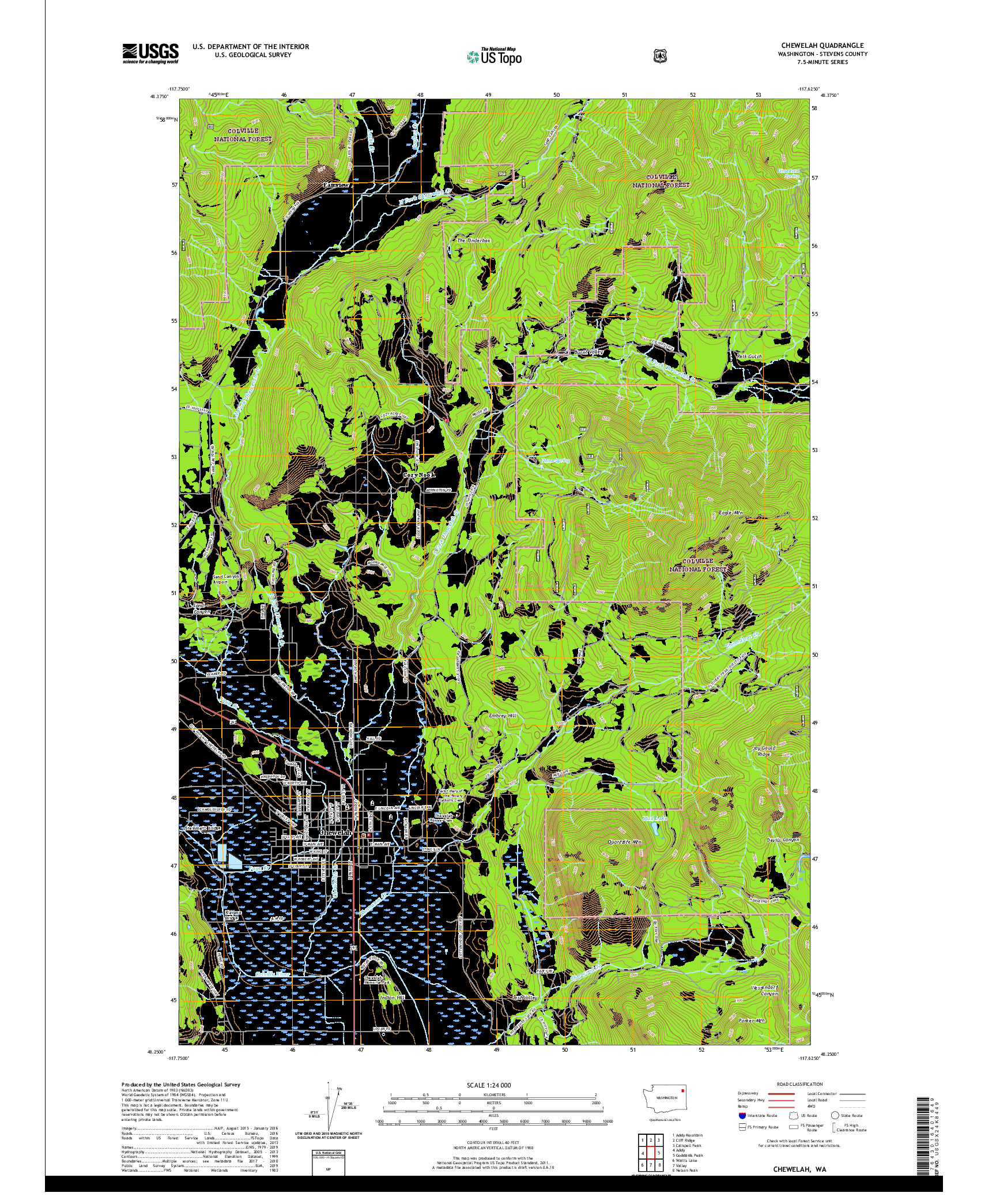 USGS US TOPO 7.5-MINUTE MAP FOR CHEWELAH, WA 2020