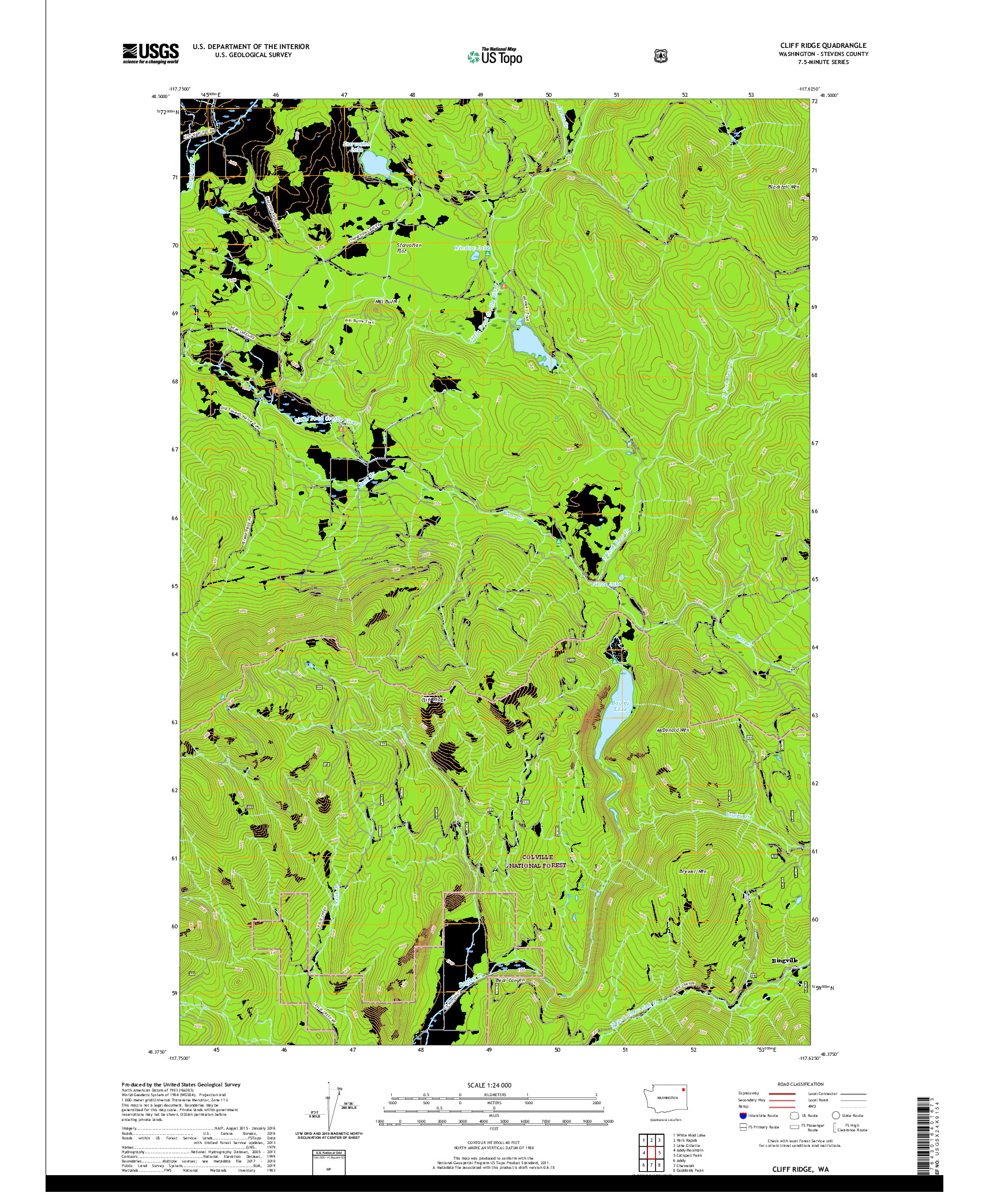 USGS US TOPO 7.5-MINUTE MAP FOR CLIFF RIDGE, WA 2020