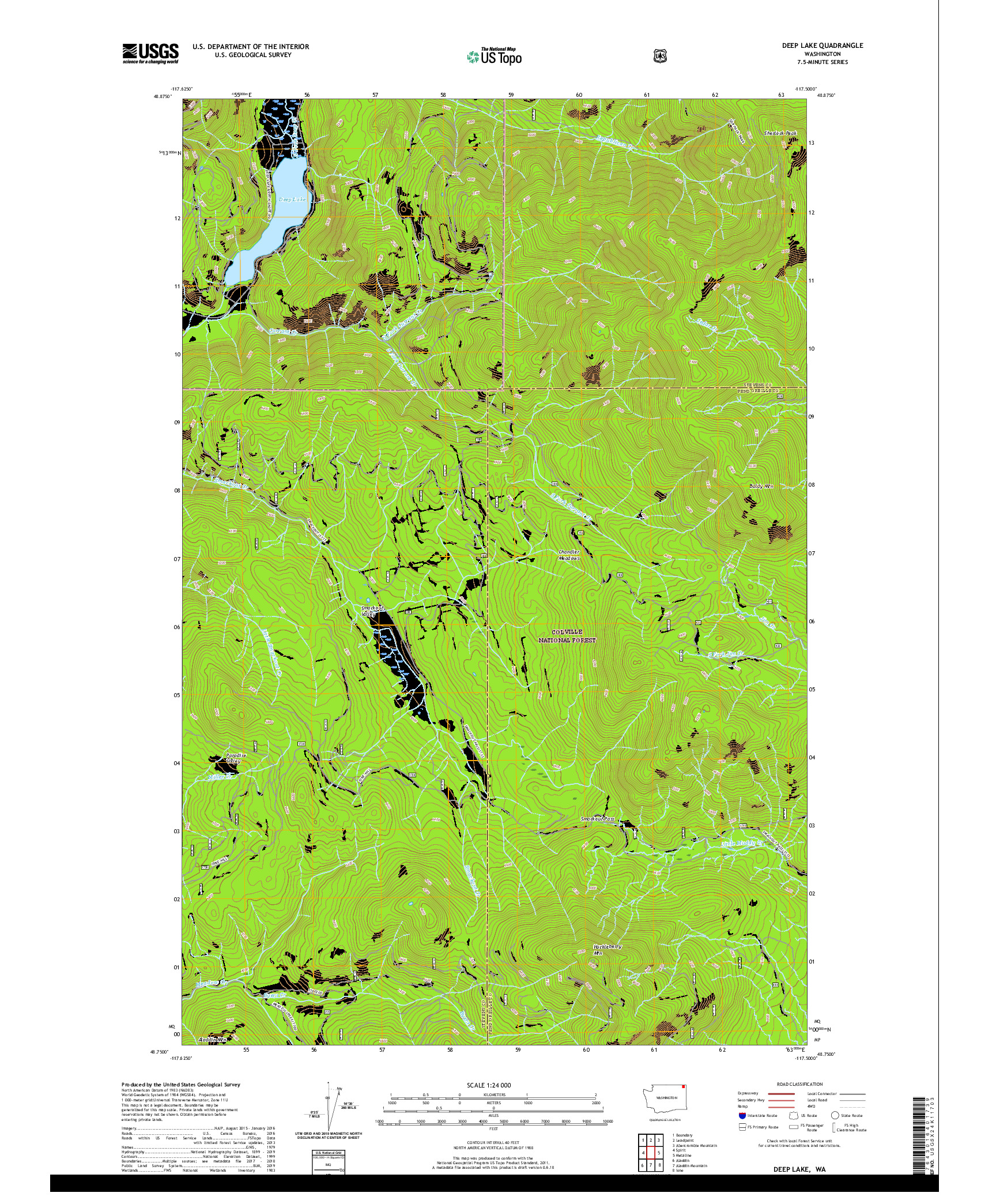 USGS US TOPO 7.5-MINUTE MAP FOR DEEP LAKE, WA 2020