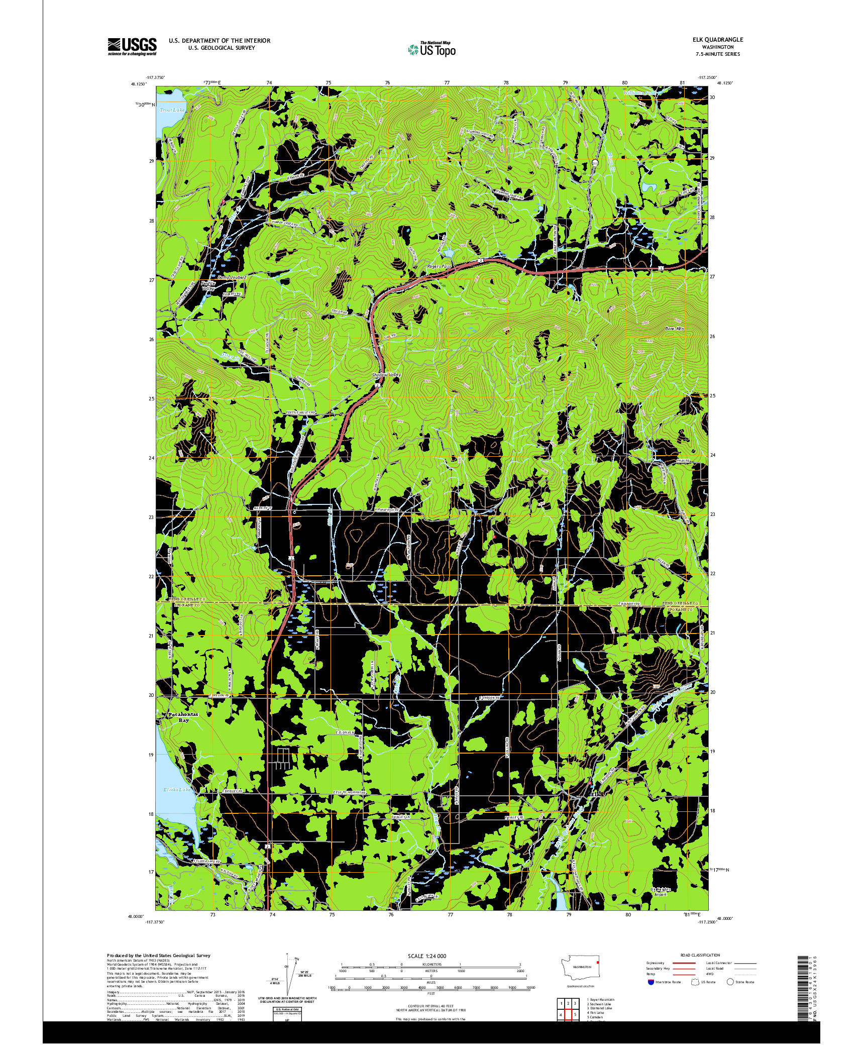 USGS US TOPO 7.5-MINUTE MAP FOR ELK, WA 2020