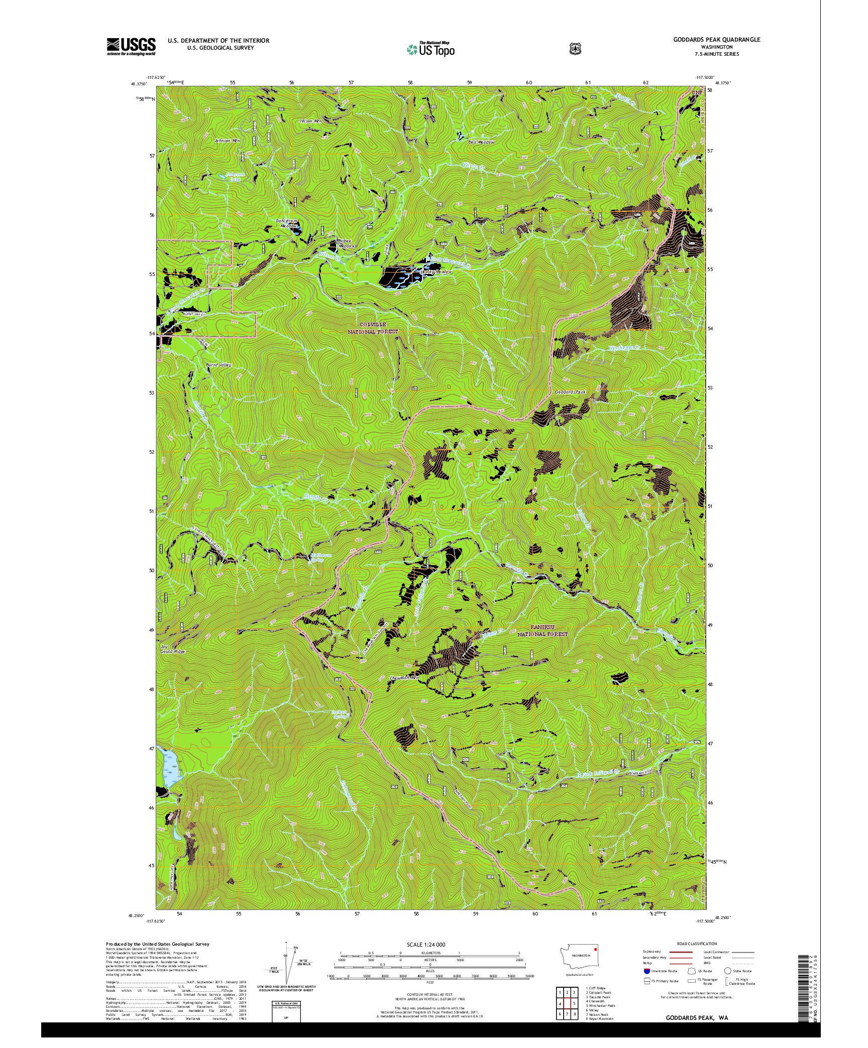 USGS US TOPO 7.5-MINUTE MAP FOR GODDARDS PEAK, WA 2020