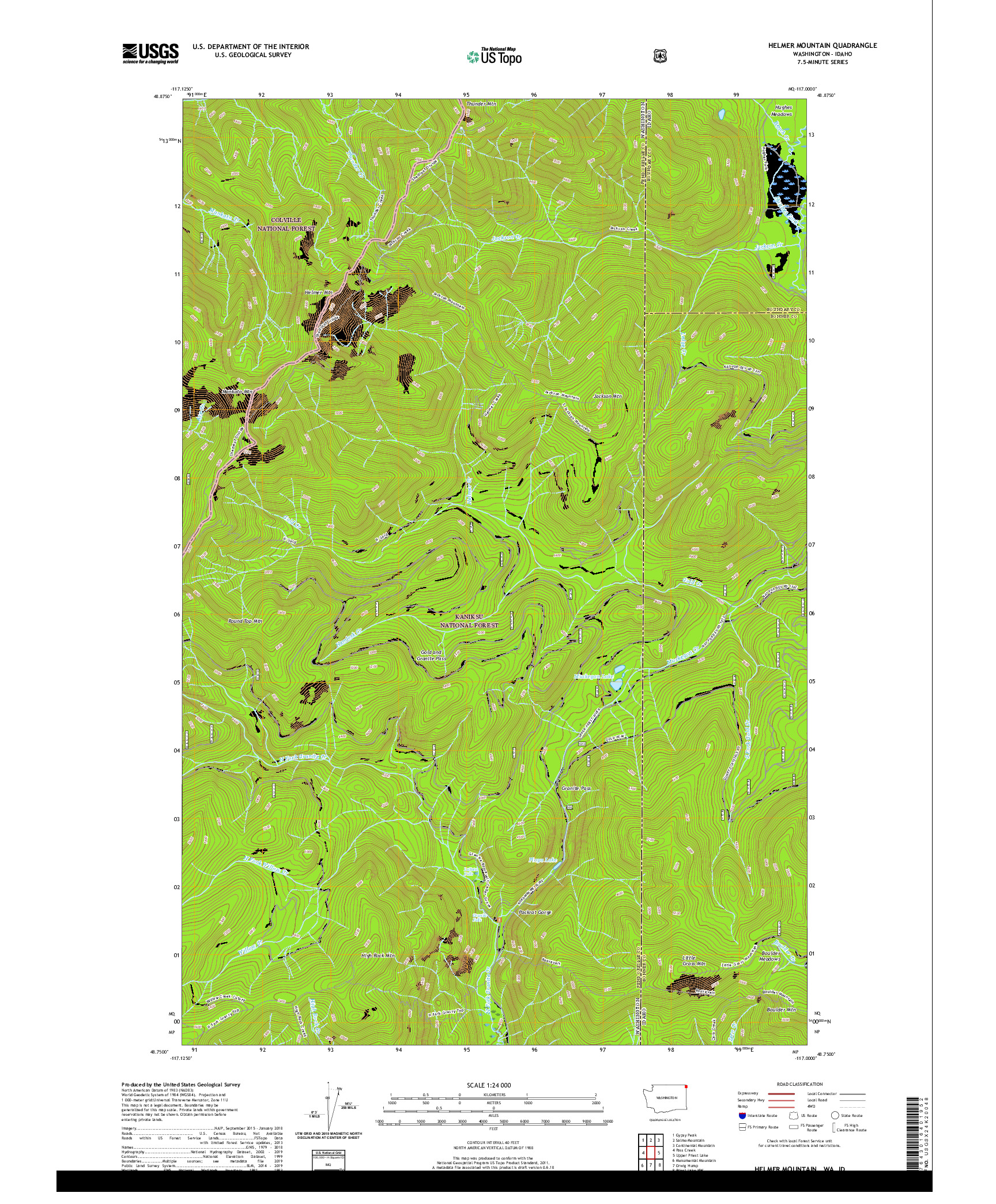 USGS US TOPO 7.5-MINUTE MAP FOR HELMER MOUNTAIN, WA,ID 2020