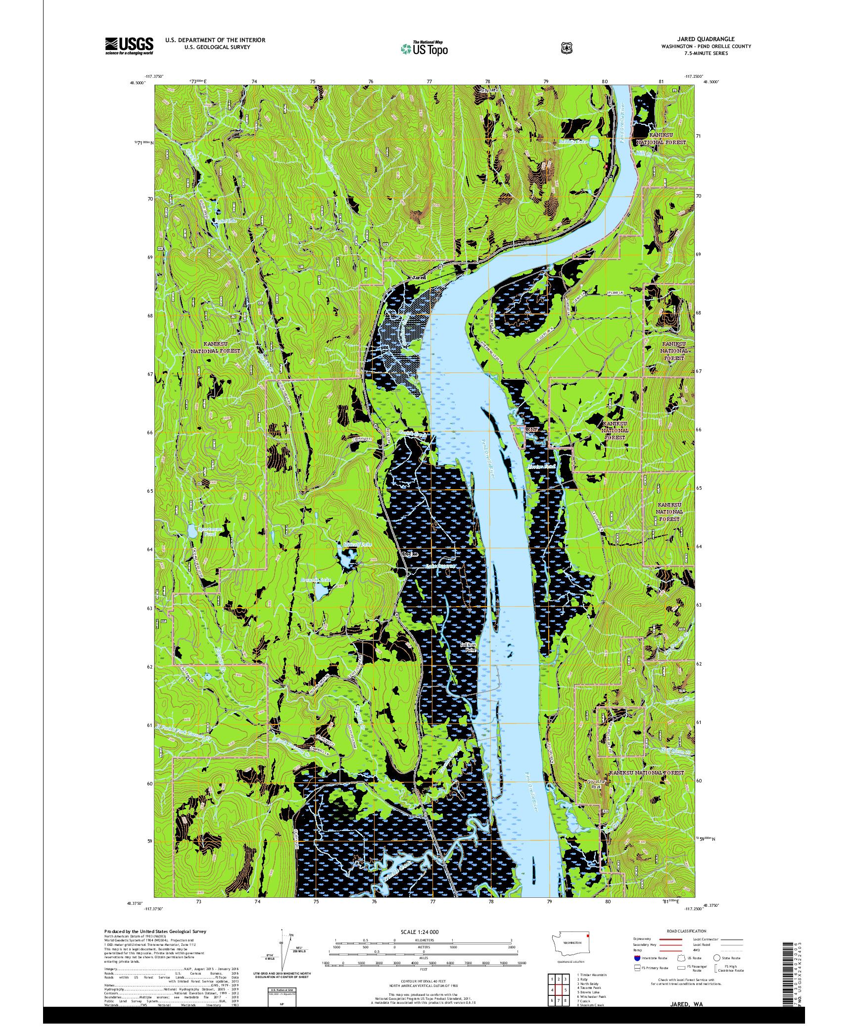 USGS US TOPO 7.5-MINUTE MAP FOR JARED, WA 2020