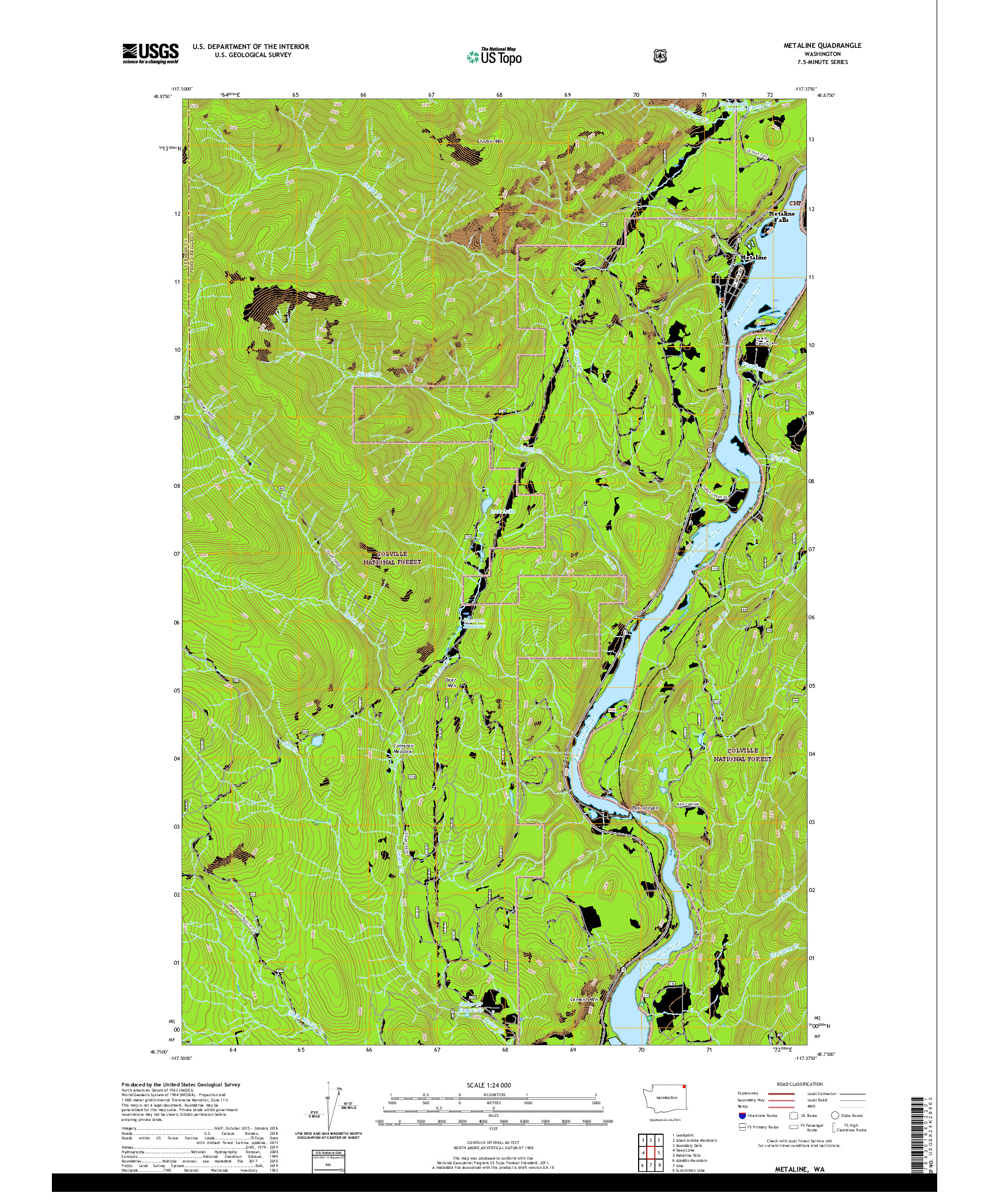 USGS US TOPO 7.5-MINUTE MAP FOR METALINE, WA 2020