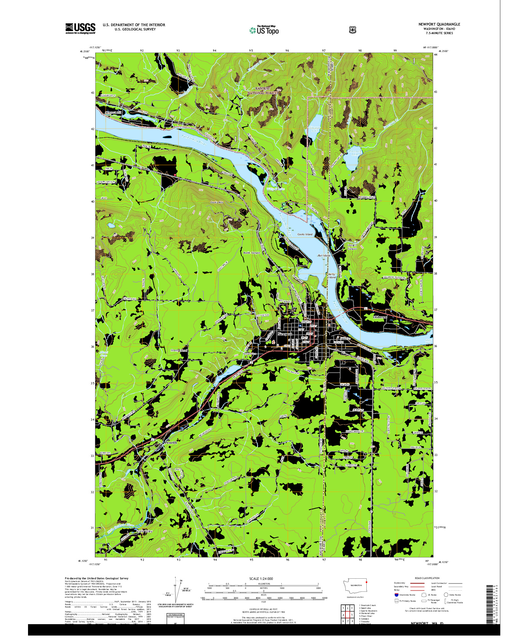 USGS US TOPO 7.5-MINUTE MAP FOR NEWPORT, WA,ID 2020