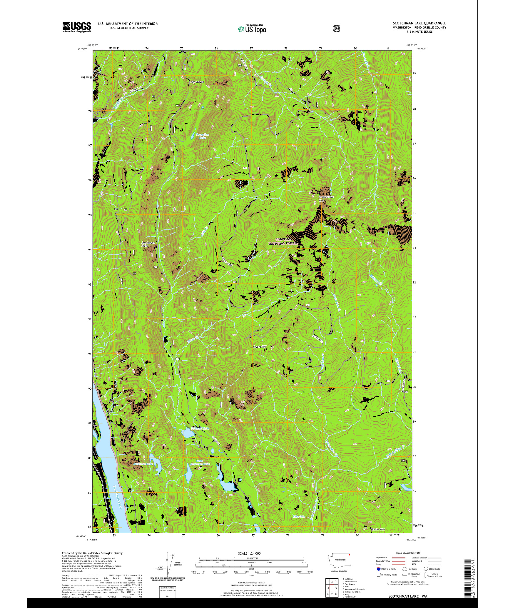 USGS US TOPO 7.5-MINUTE MAP FOR SCOTCHMAN LAKE, WA 2020